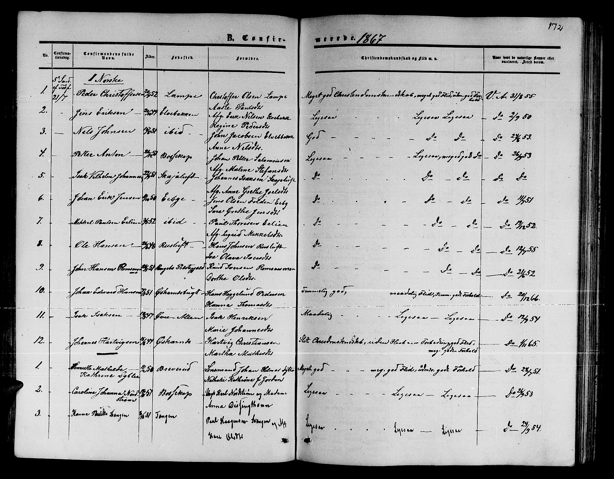 Alta sokneprestkontor, SATØ/S-1338/H/Hb/L0001.klokk: Parish register (copy) no. 1, 1858-1878, p. 171-172