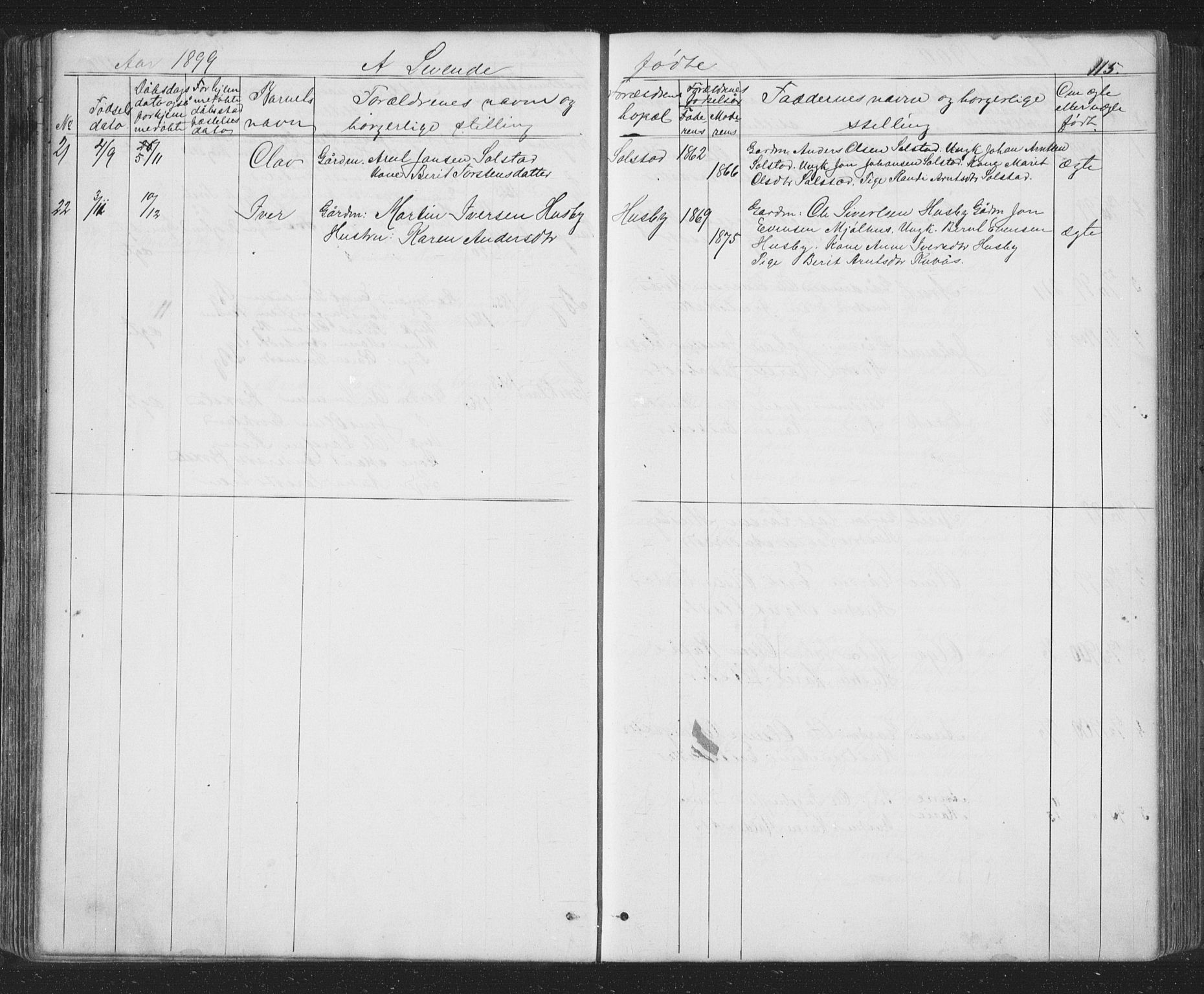 Ministerialprotokoller, klokkerbøker og fødselsregistre - Sør-Trøndelag, SAT/A-1456/667/L0798: Parish register (copy) no. 667C03, 1867-1929, p. 115