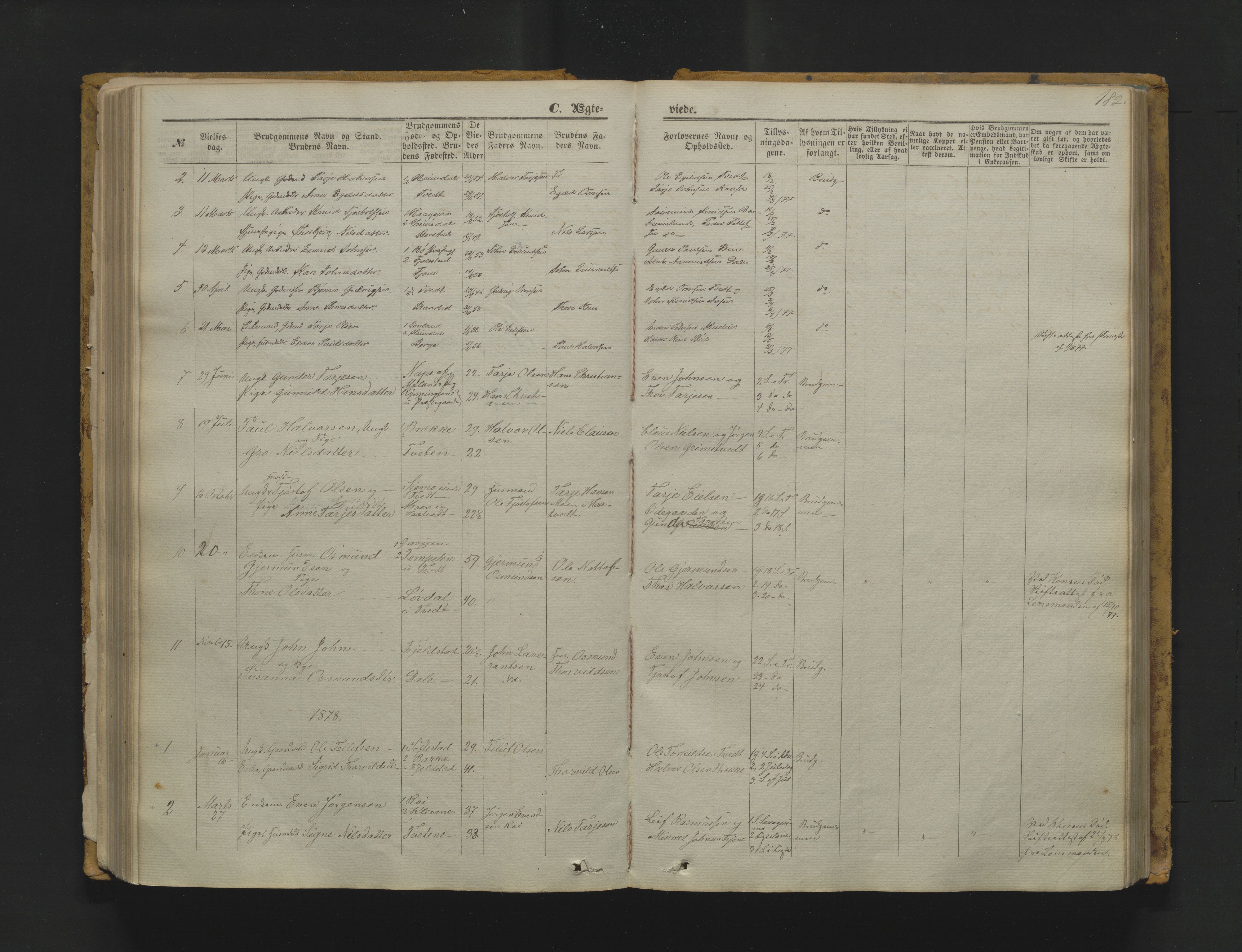 Nissedal kirkebøker, AV/SAKO-A-288/F/Fa/L0004: Parish register (official) no. I 4, 1871-1886, p. 182