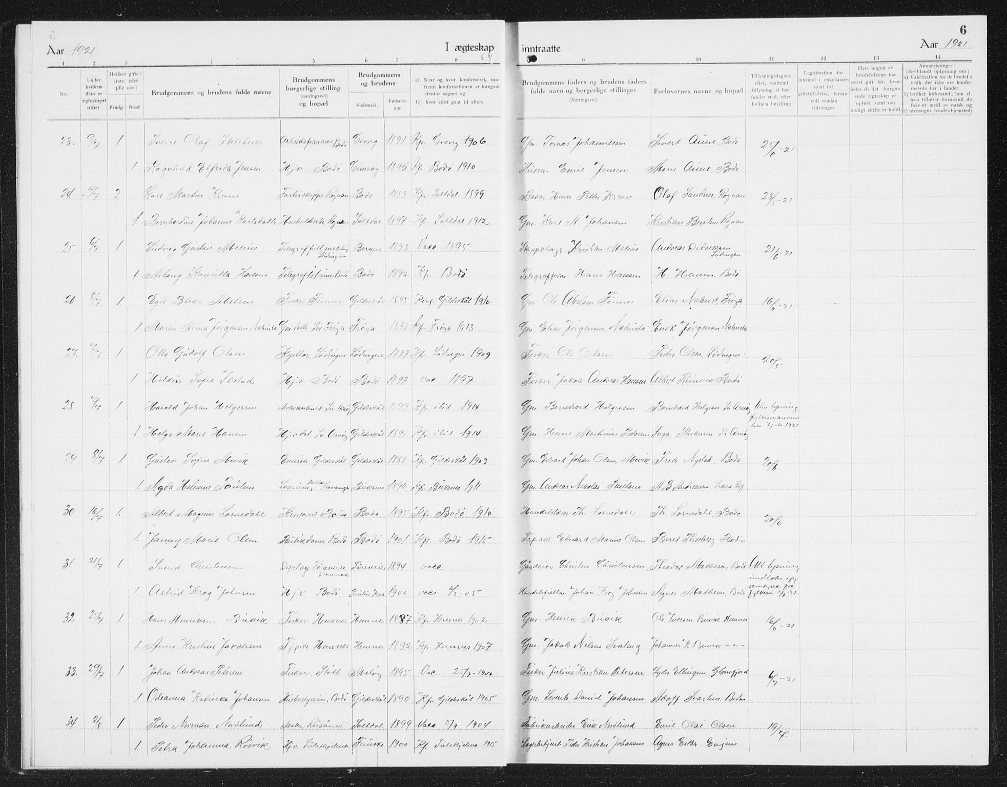 Ministerialprotokoller, klokkerbøker og fødselsregistre - Nordland, SAT/A-1459/801/L0036: Parish register (copy) no. 801C11, 1920-1934, p. 6