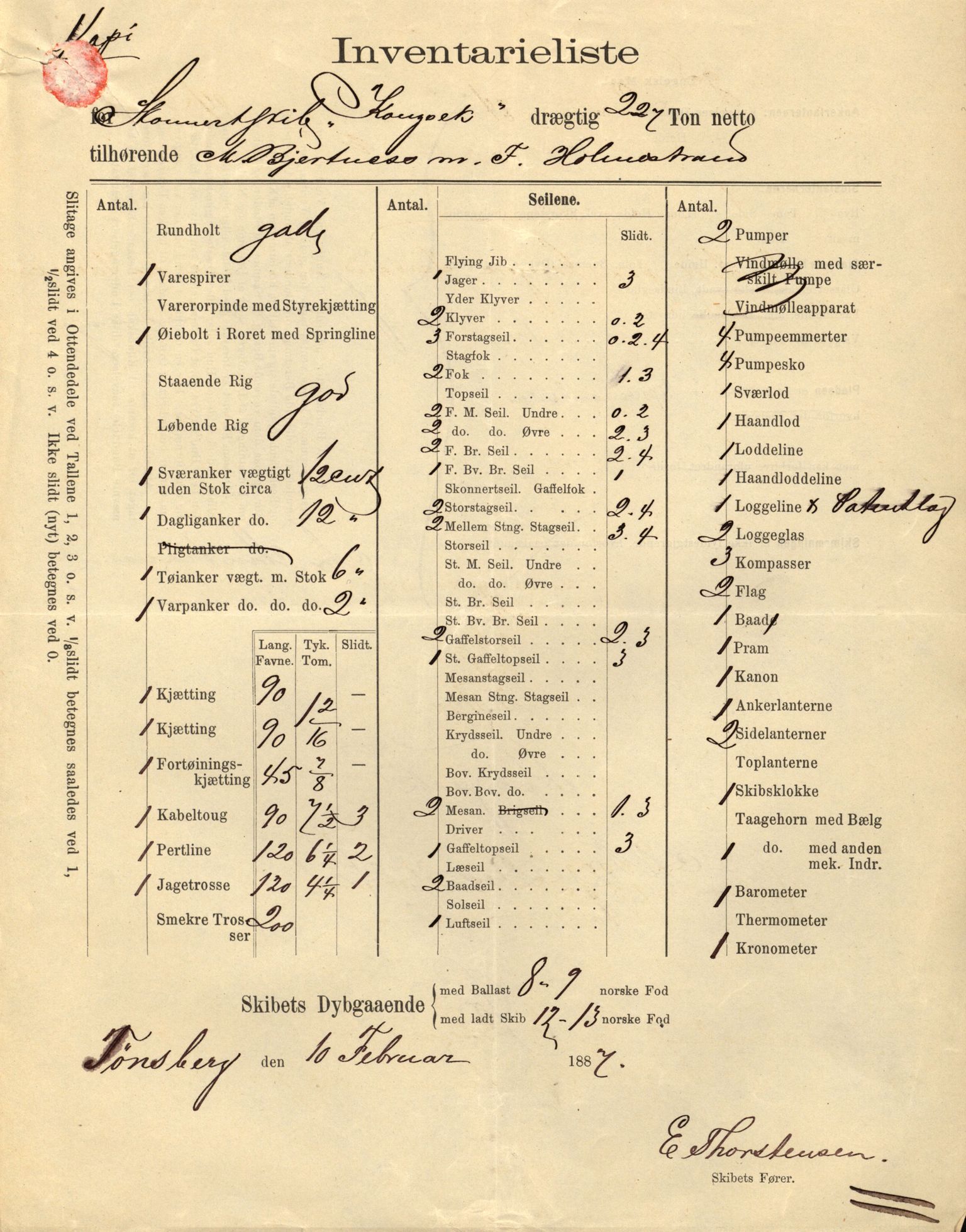 Pa 63 - Østlandske skibsassuranceforening, VEMU/A-1079/G/Ga/L0021/0005: Havaridokumenter / Haabet, Louise, Kvik, Libra, Kongsek, Ispilen, 1888, p. 28