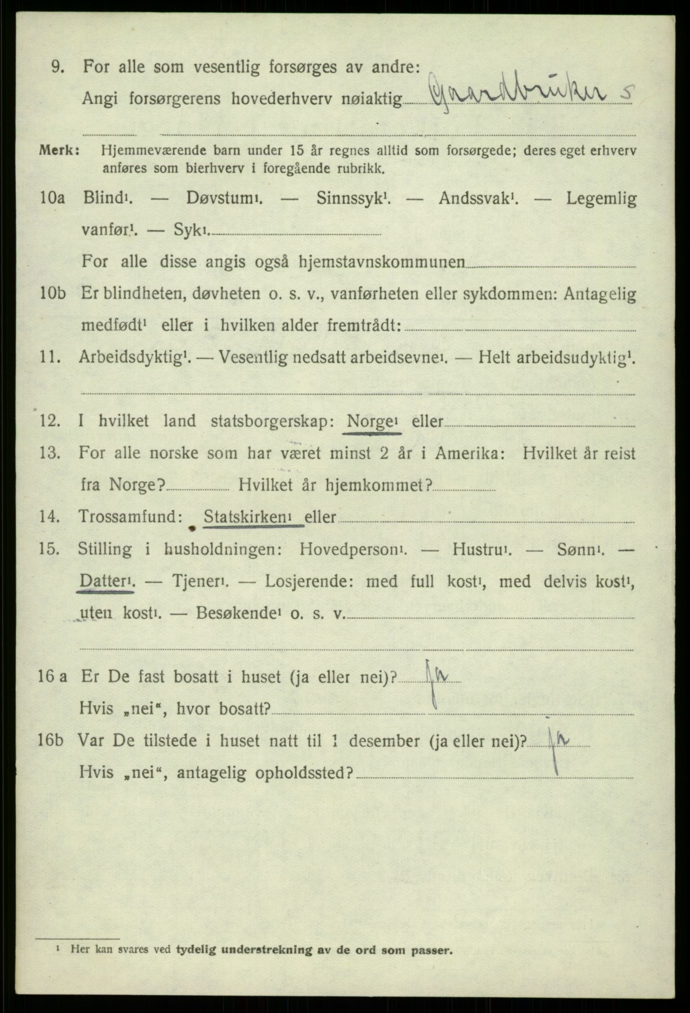 SAB, 1920 census for Odda, 1920, p. 2564