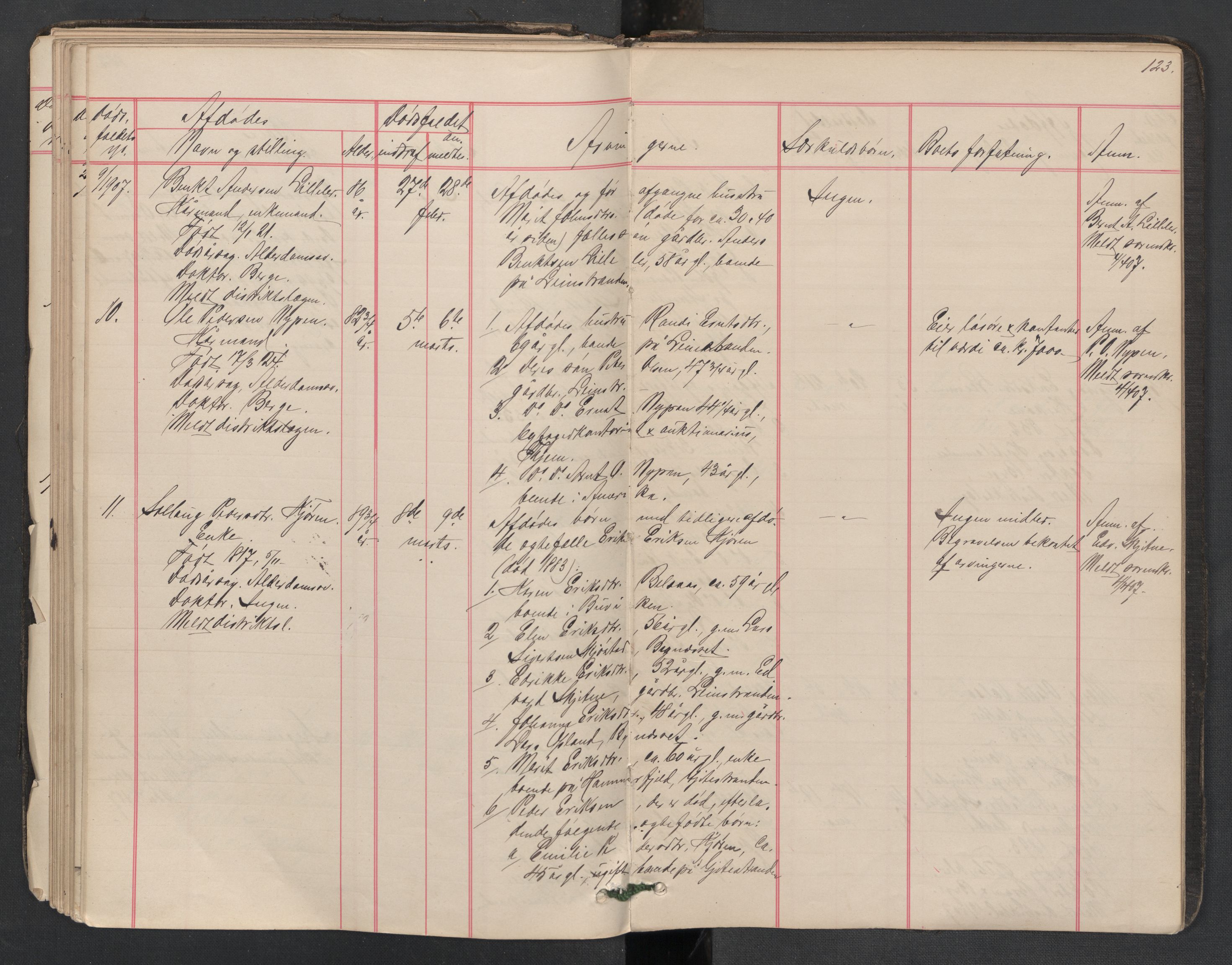 Leinstrand lensmannskontor, AV/SAT-A-1060/1/02/L0002: 02.01.02 Dødsfallsprotokoll, 1890-1911, p. 123