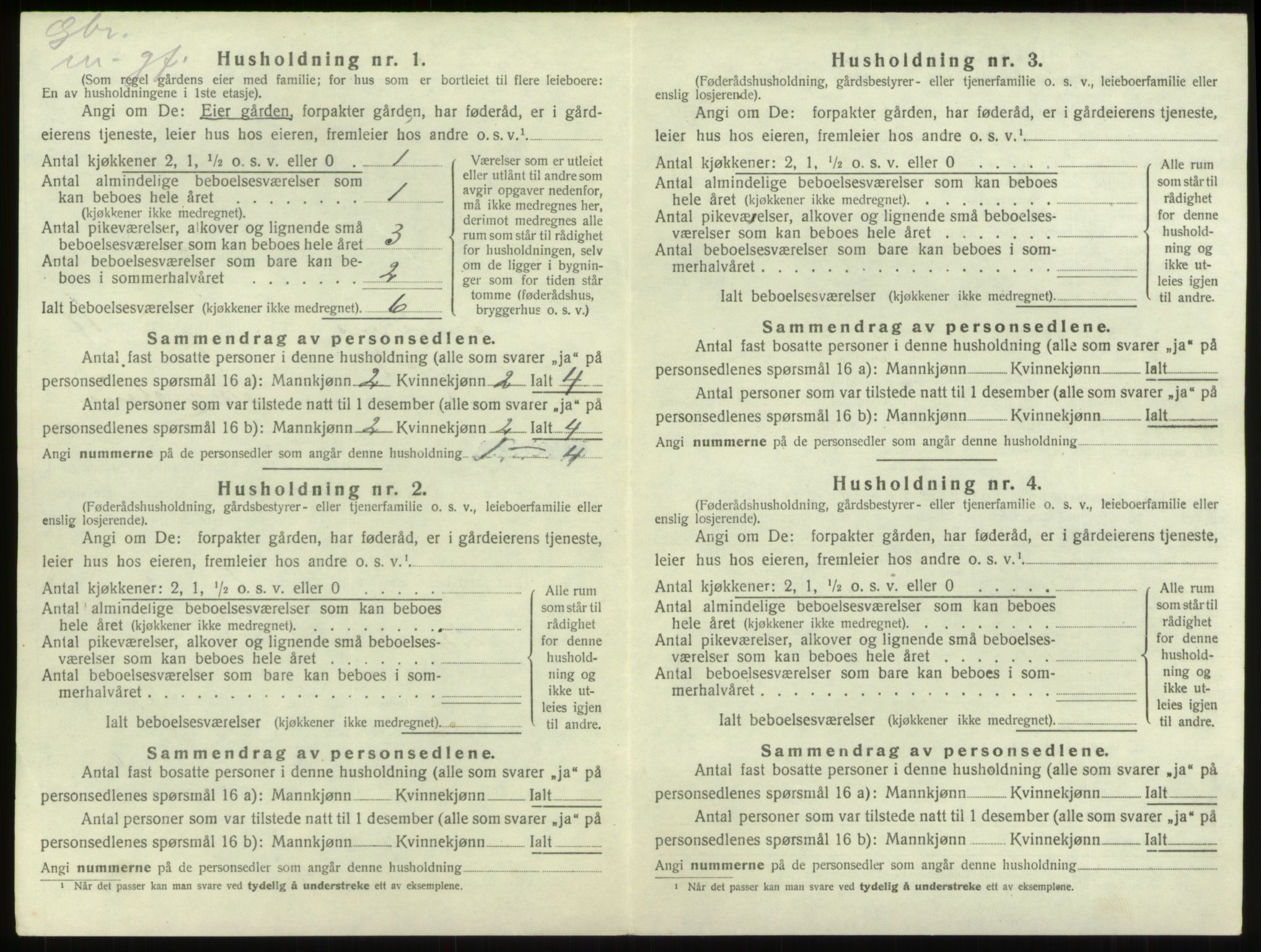 SAB, 1920 census for Innvik, 1920, p. 1012