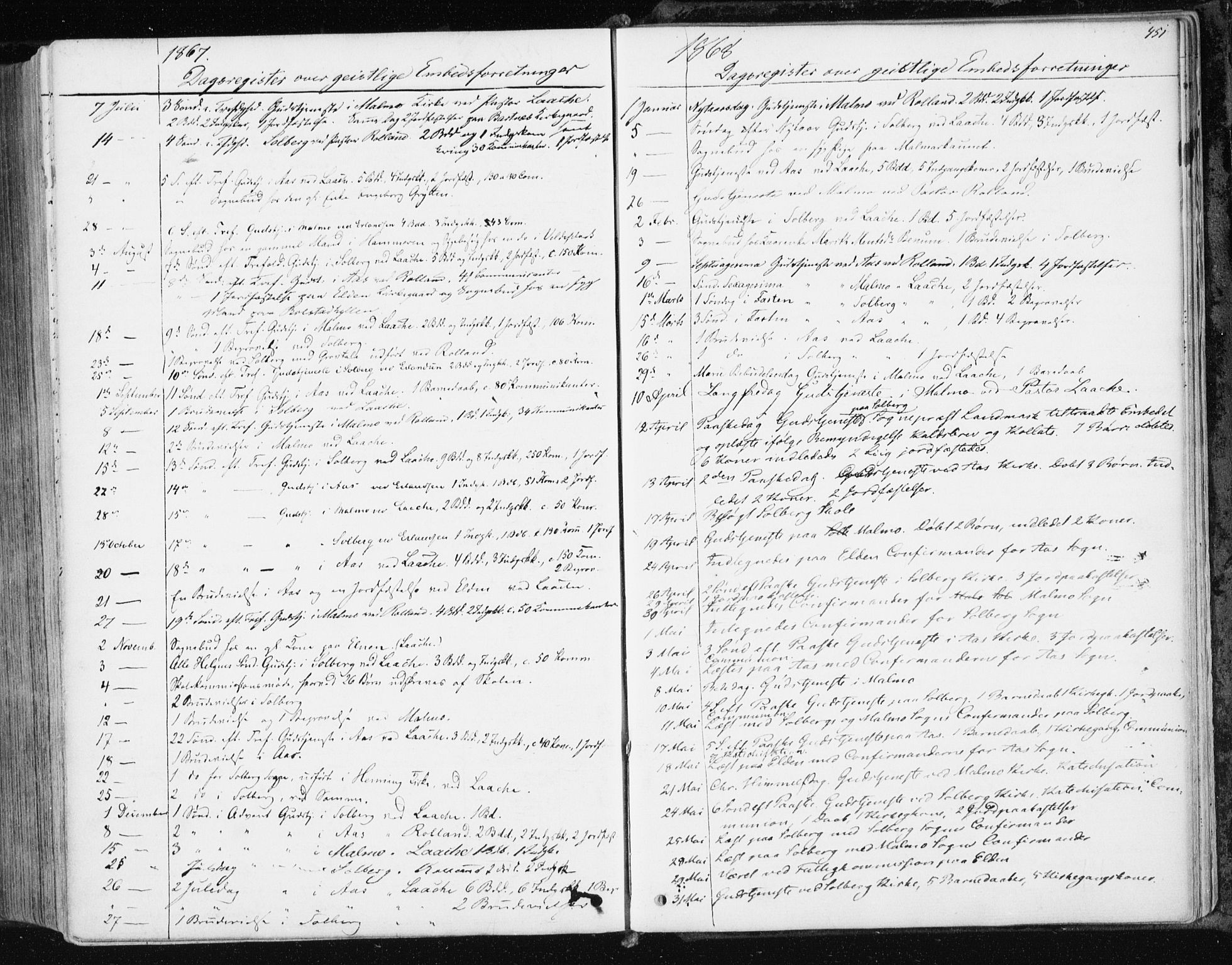 Ministerialprotokoller, klokkerbøker og fødselsregistre - Nord-Trøndelag, SAT/A-1458/741/L0394: Parish register (official) no. 741A08, 1864-1877, p. 451