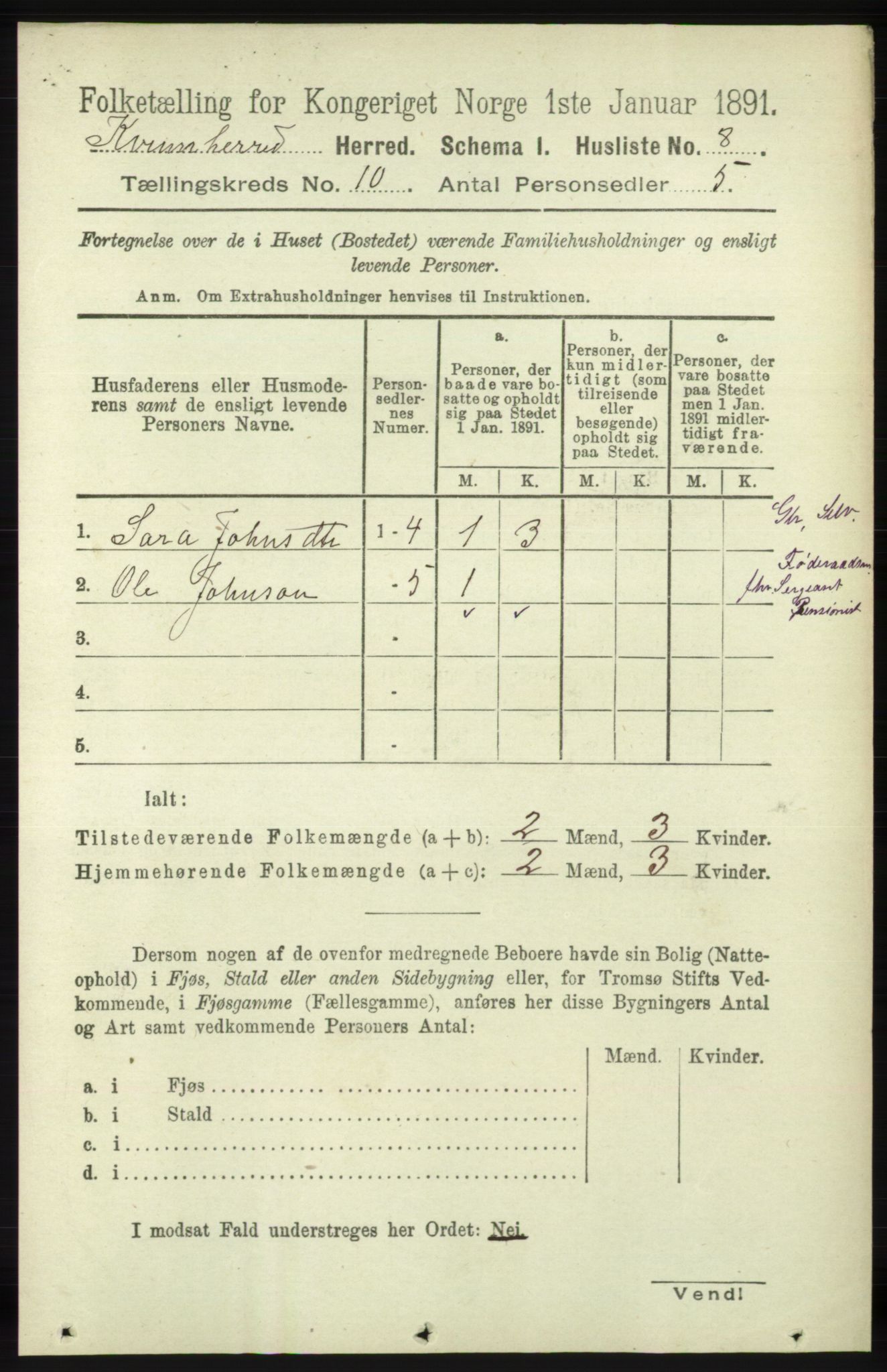 RA, 1891 census for 1224 Kvinnherad, 1891, p. 3528