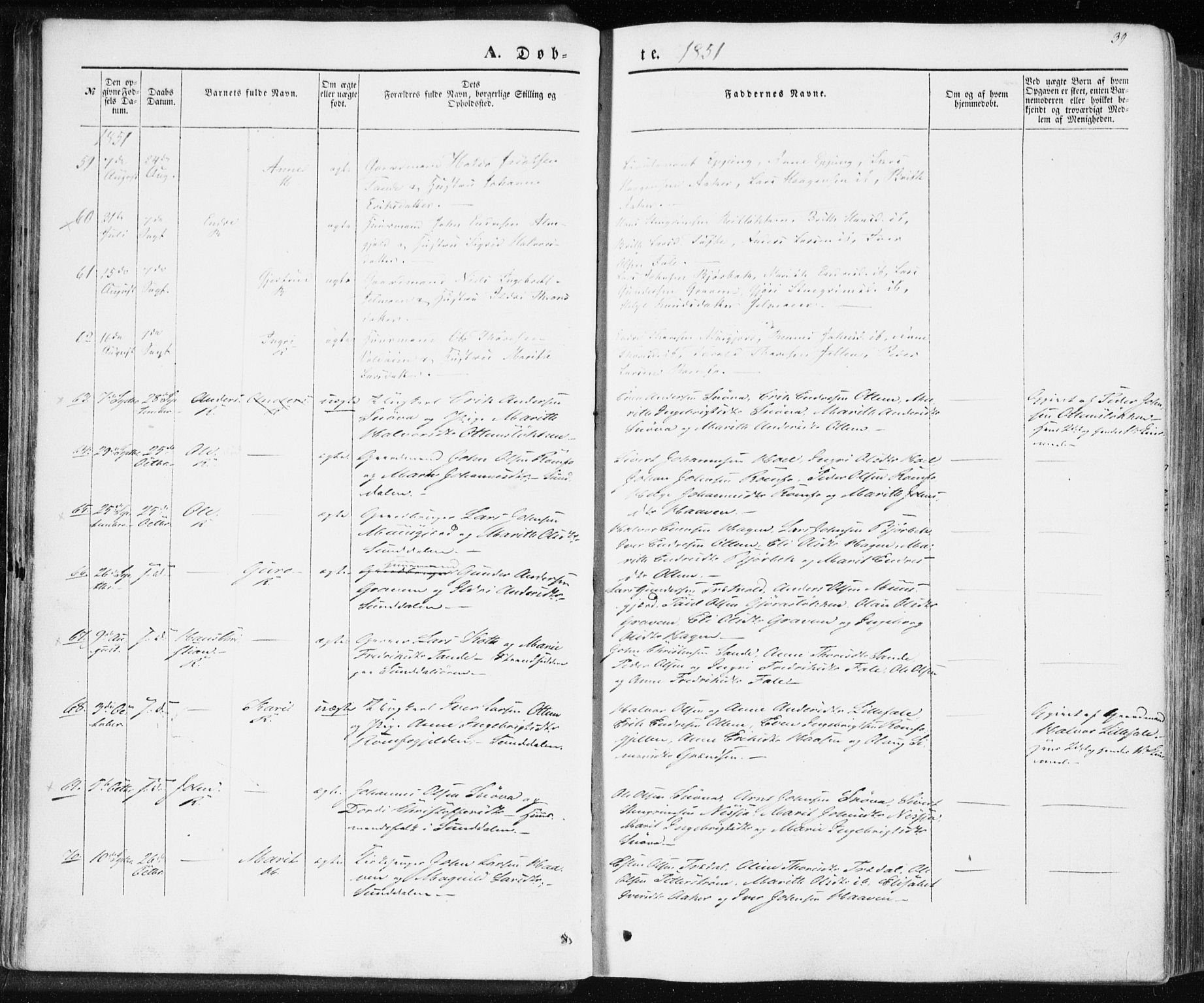 Ministerialprotokoller, klokkerbøker og fødselsregistre - Møre og Romsdal, SAT/A-1454/590/L1013: Parish register (official) no. 590A05, 1847-1877, p. 39