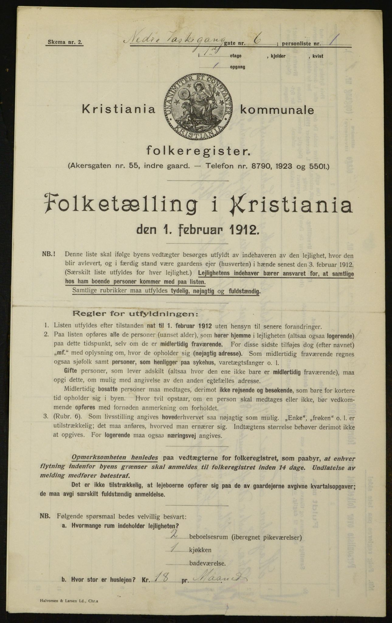 OBA, Municipal Census 1912 for Kristiania, 1912, p. 70112