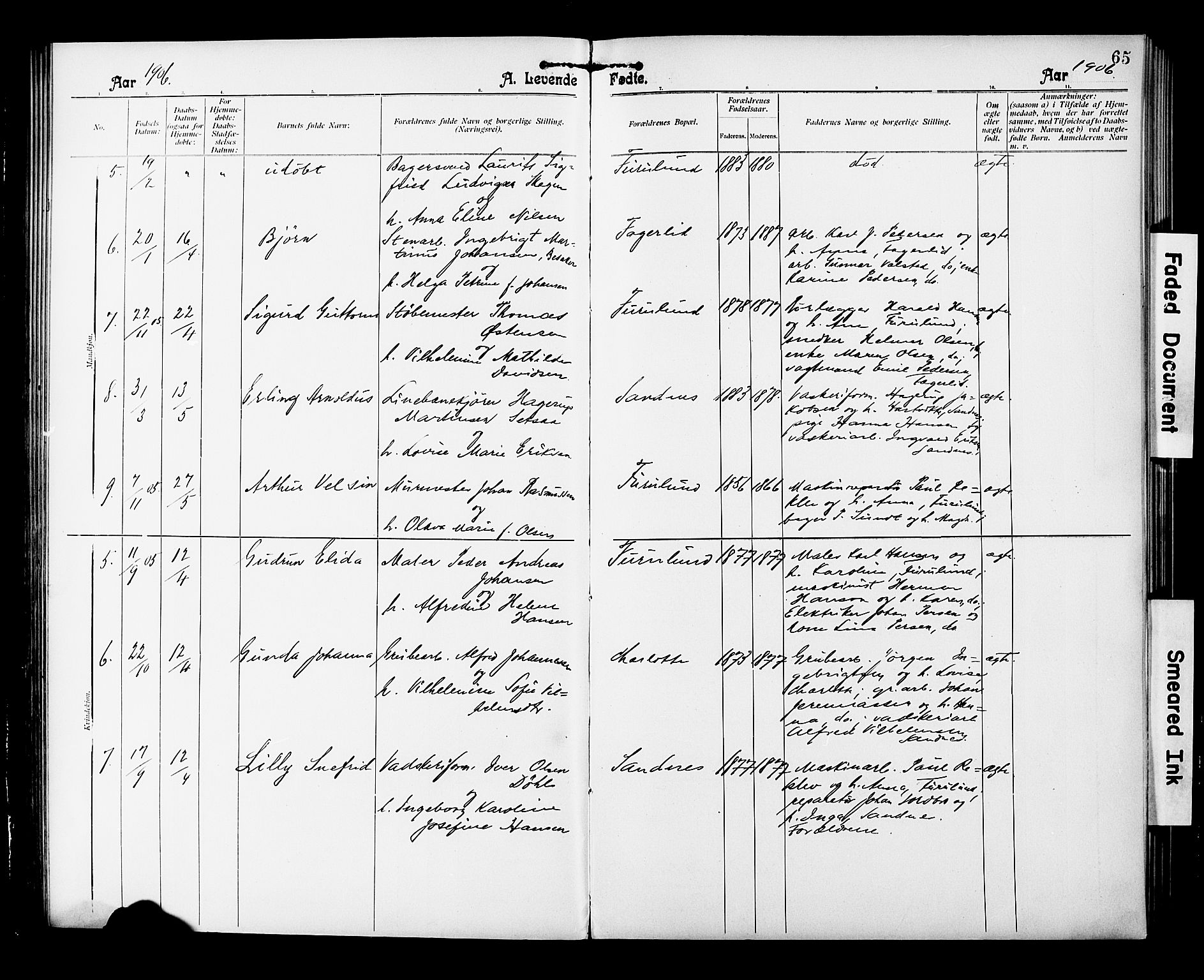 Ministerialprotokoller, klokkerbøker og fødselsregistre - Nordland, AV/SAT-A-1459/850/L0709: Parish register (official) no. 850A01, 1899-1909, p. 65