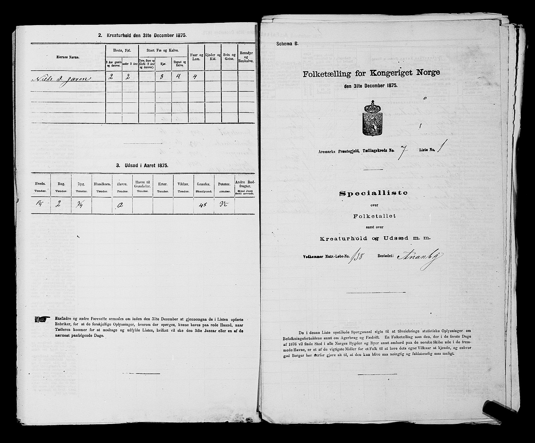 RA, 1875 census for 0118P Aremark, 1875, p. 973