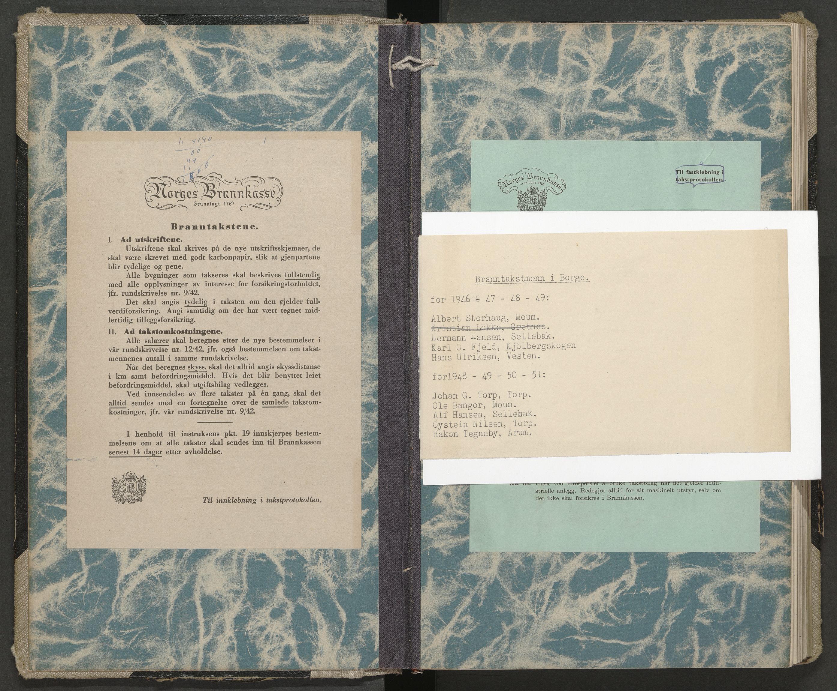 Norges brannkasse, branntakster Borge, AV/SAO-A-11360/F/Fa/L0015: Branntakstprotokoll, 1947-1949