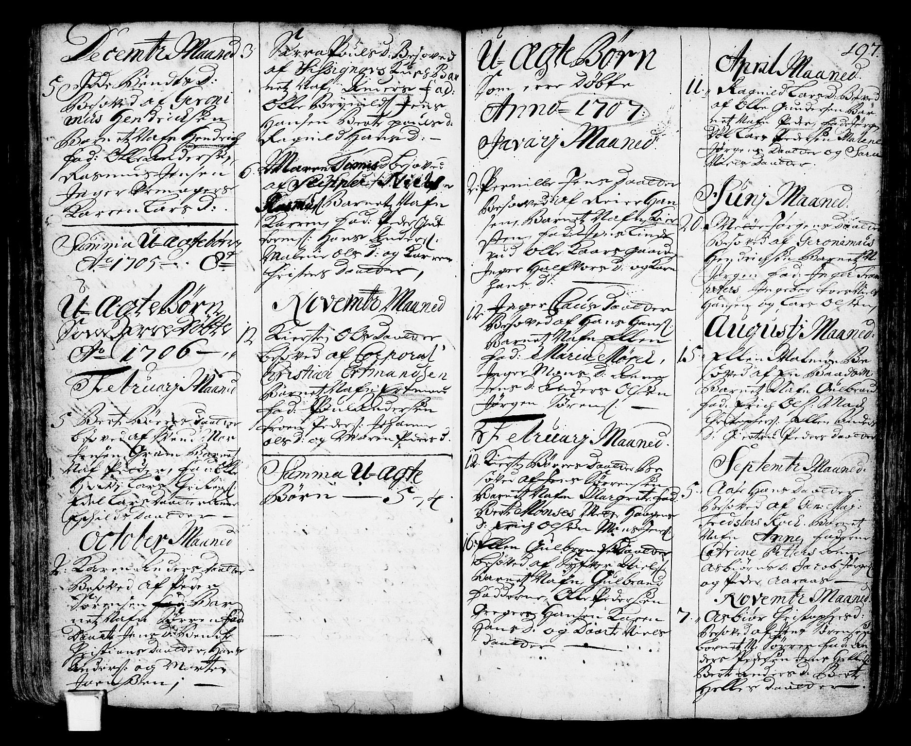 Oslo domkirke Kirkebøker, SAO/A-10752/F/Fa/L0002: Parish register (official) no. 2, 1705-1730, p. 197