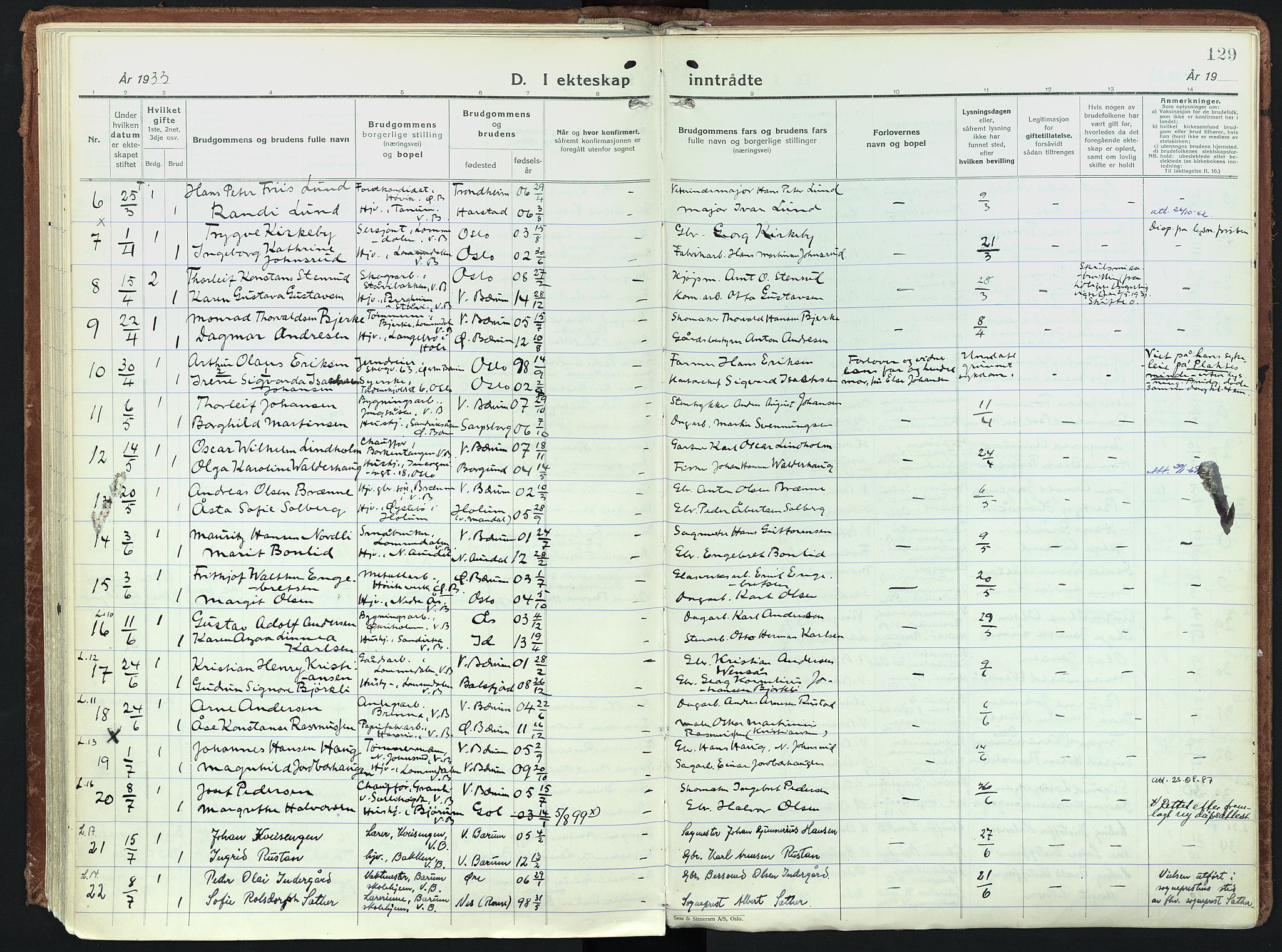 Vestre Bærum prestekontor Kirkebøker, SAO/A-10209a/F/Fa/L0006: Parish register (official) no. 6, 1931-1947, p. 129