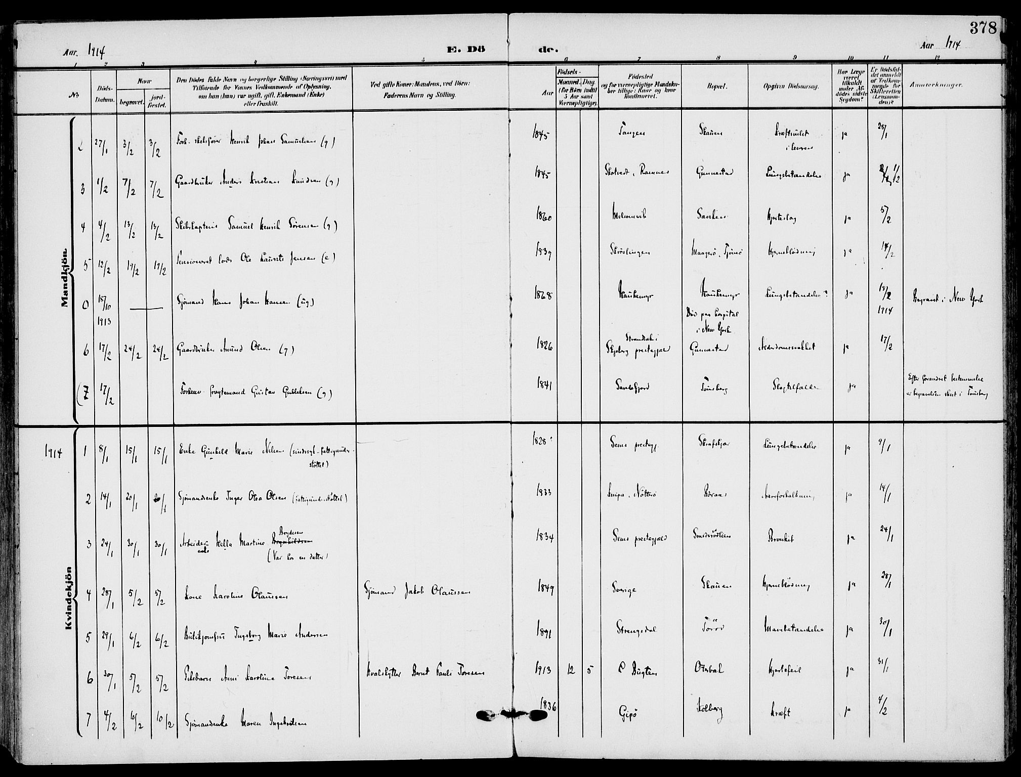 Nøtterøy kirkebøker, AV/SAKO-A-354/F/Fa/L0010: Parish register (official) no. I 10, 1908-1919, p. 378