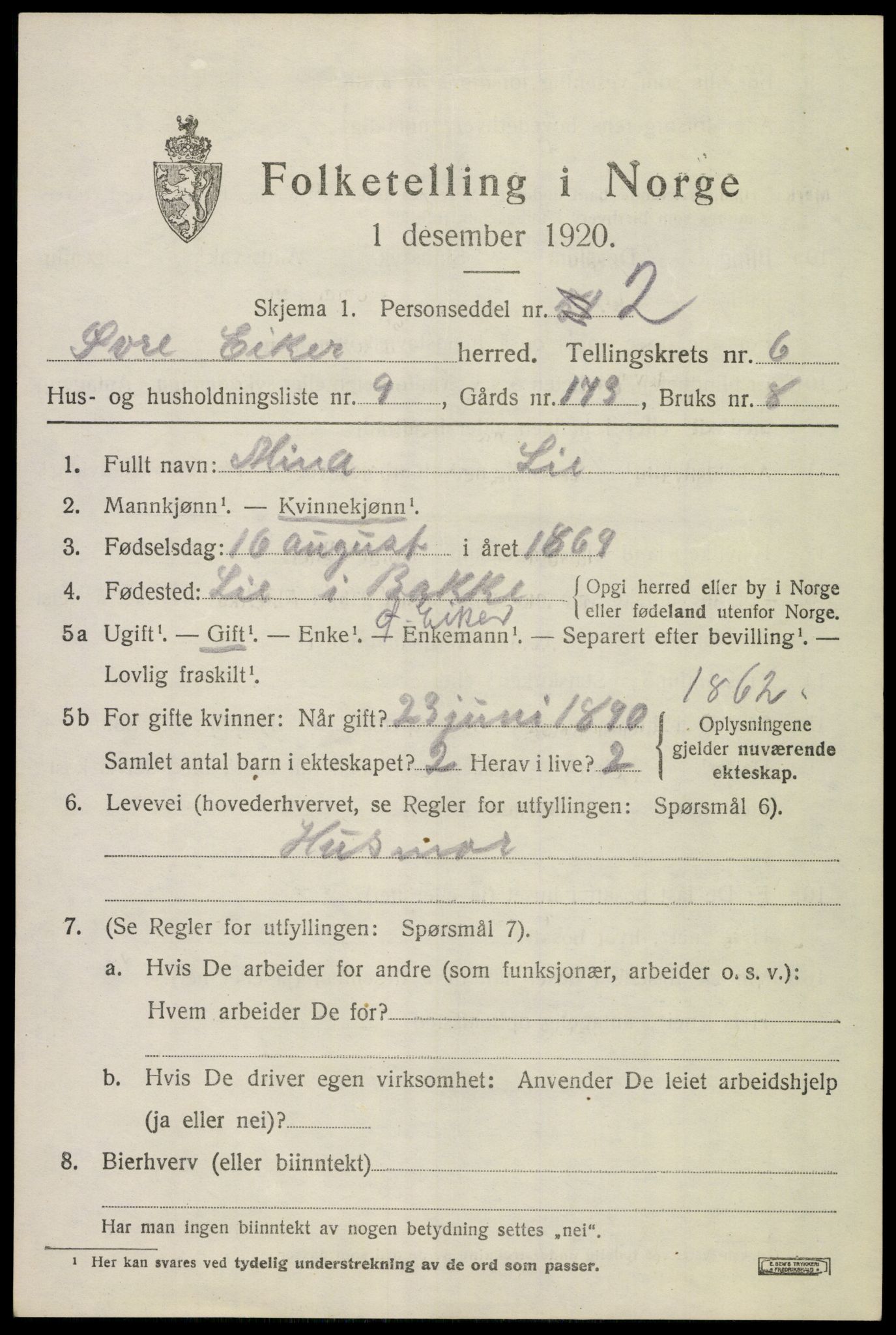 SAKO, 1920 census for Øvre Eiker, 1920, p. 12878