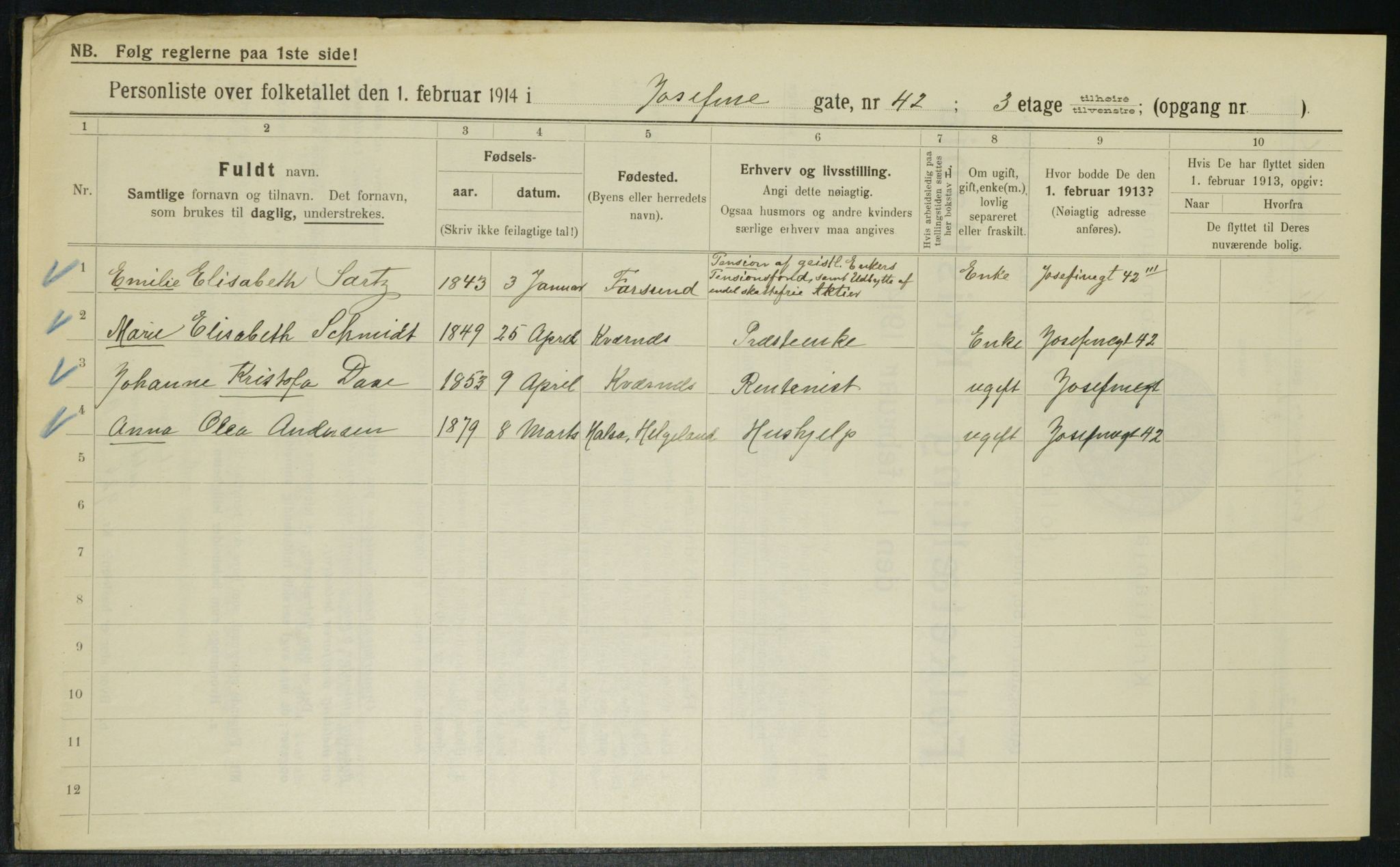 OBA, Municipal Census 1914 for Kristiania, 1914, p. 47588