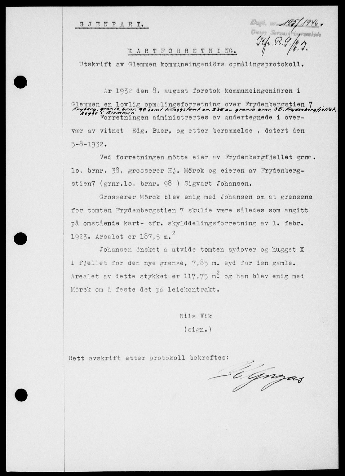 Onsøy sorenskriveri, SAO/A-10474/G/Ga/Gab/L0015: Mortgage book no. II A-15, 1945-1946, Diary no: : 195/1946