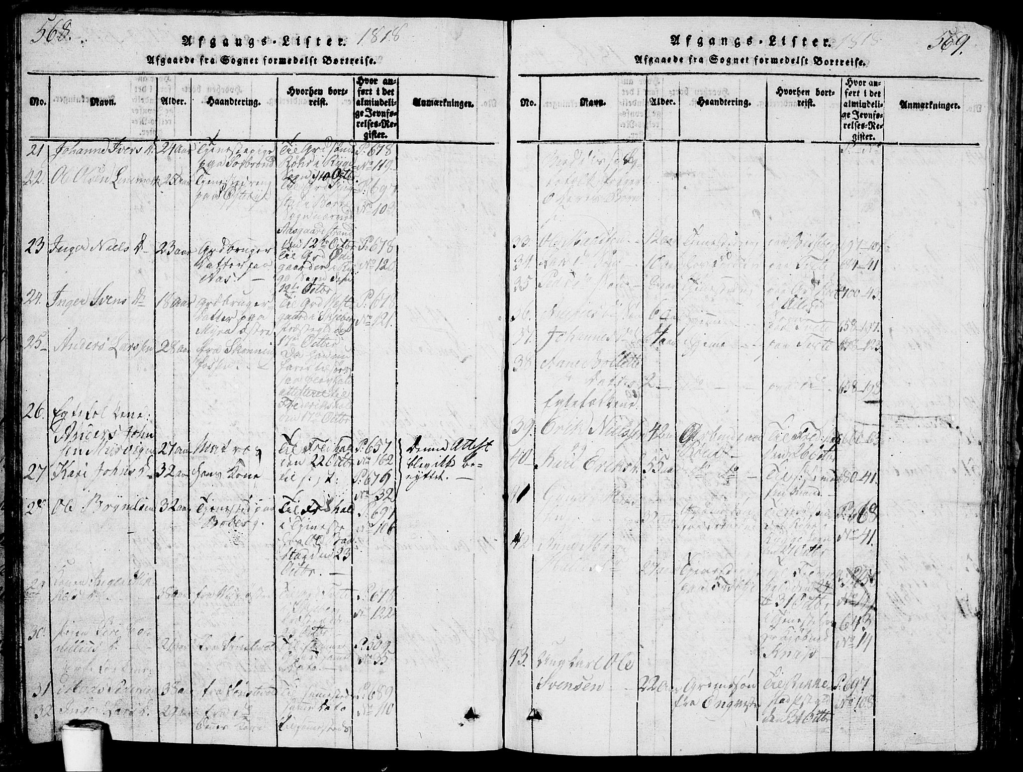 Berg prestekontor Kirkebøker, SAO/A-10902/G/Ga/L0001: Parish register (copy) no. I 1, 1815-1832, p. 568-569