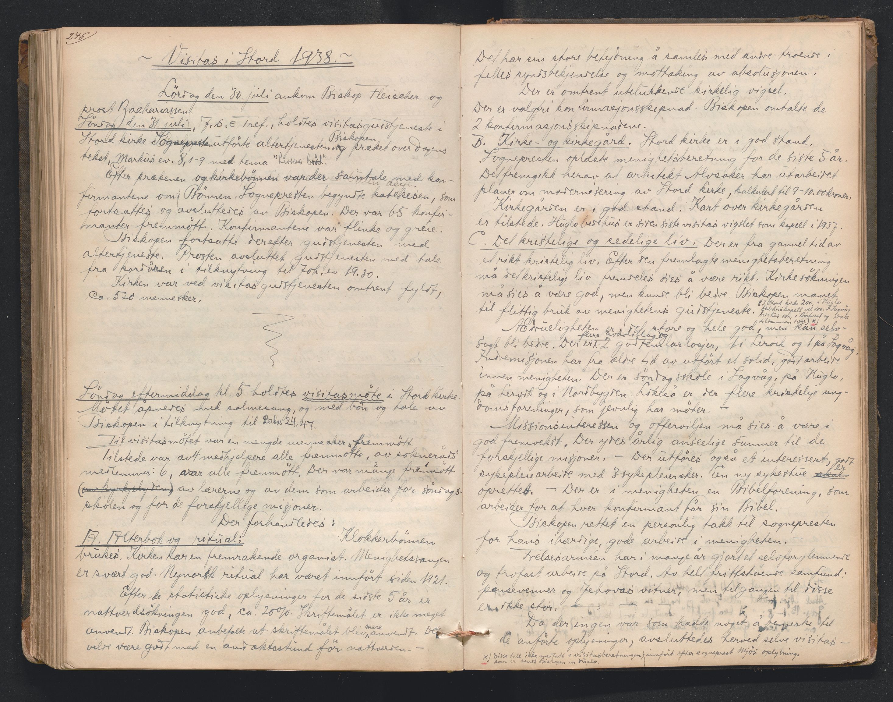 Nordre Sunnhordland prosti, AV/SAB-A-99912/F/L0001: Visitasprotokoll , 1860-1959, p. 246