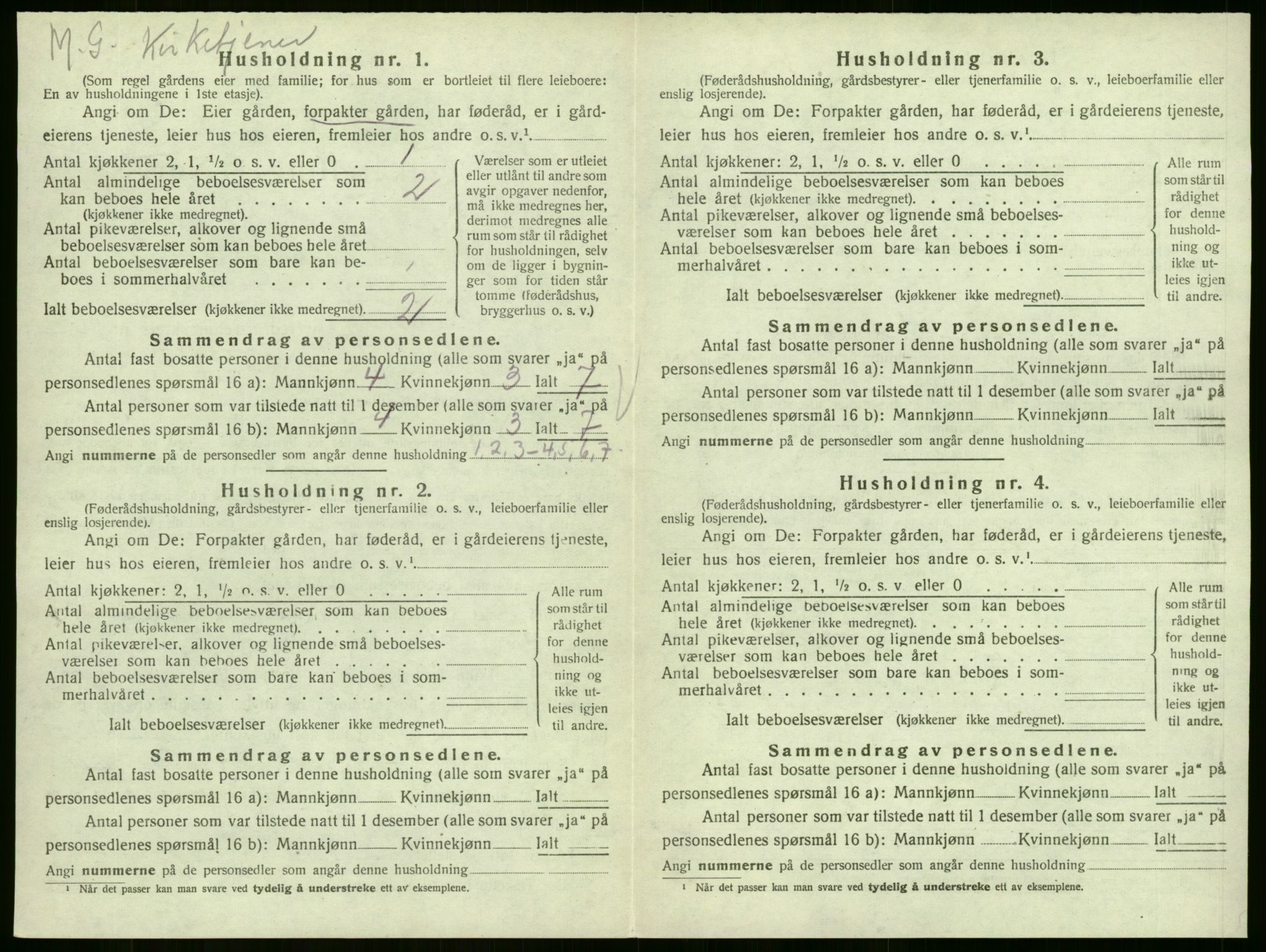 SAKO, 1920 census for Sem, 1920, p. 707