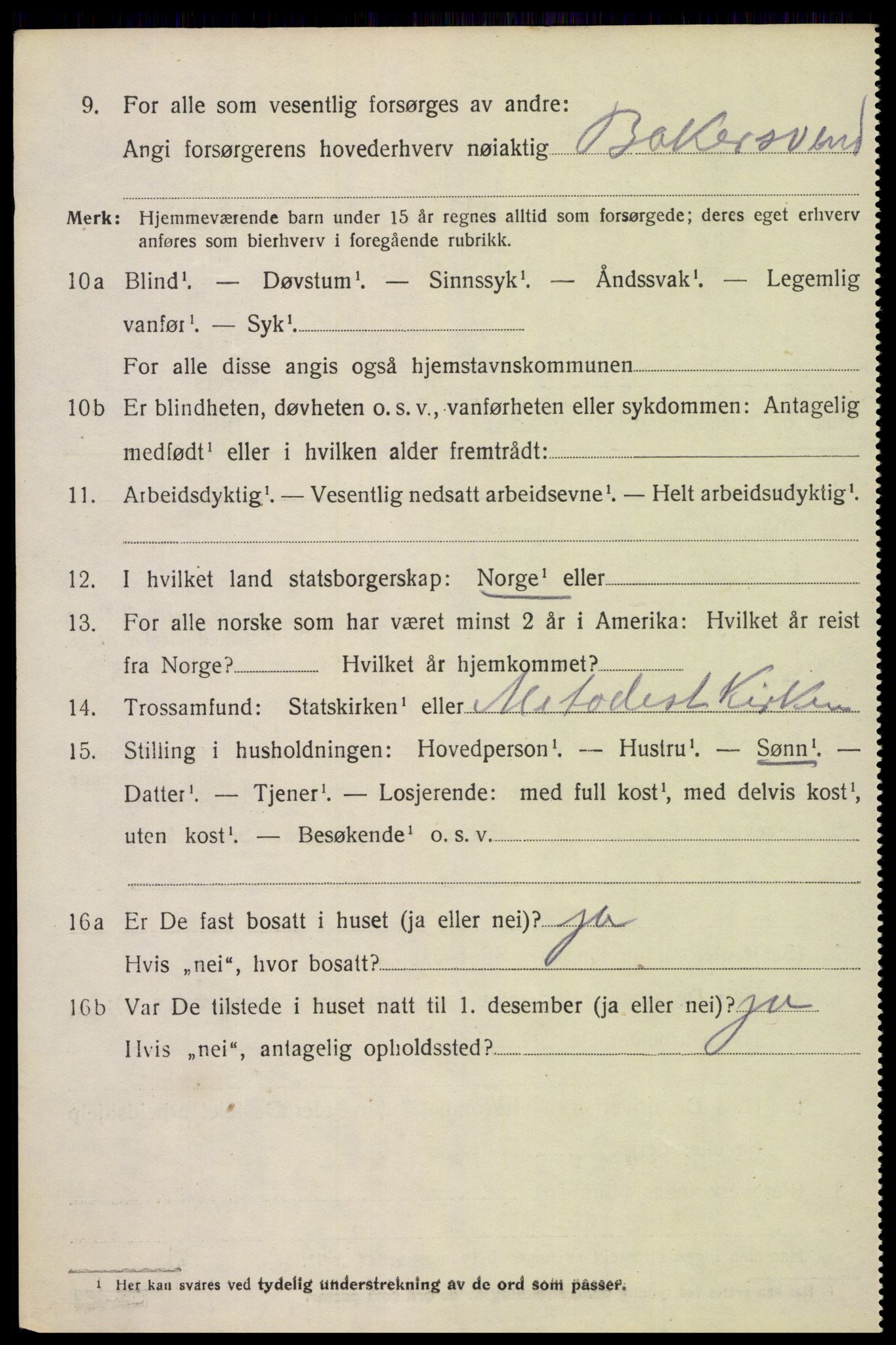 SAK, 1920 census for Oddernes, 1920, p. 10468