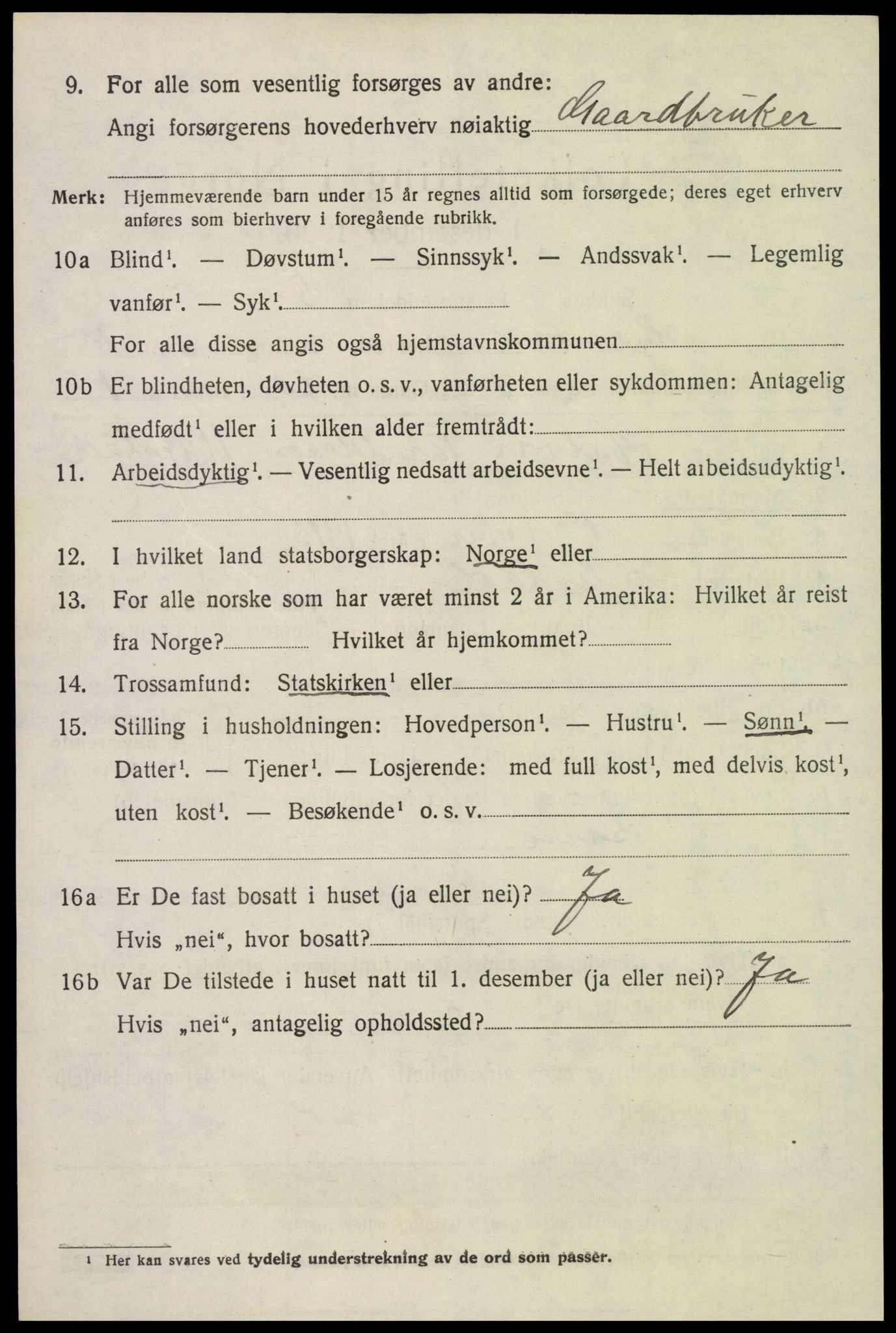 SAK, 1920 census for Hylestad, 1920, p. 289