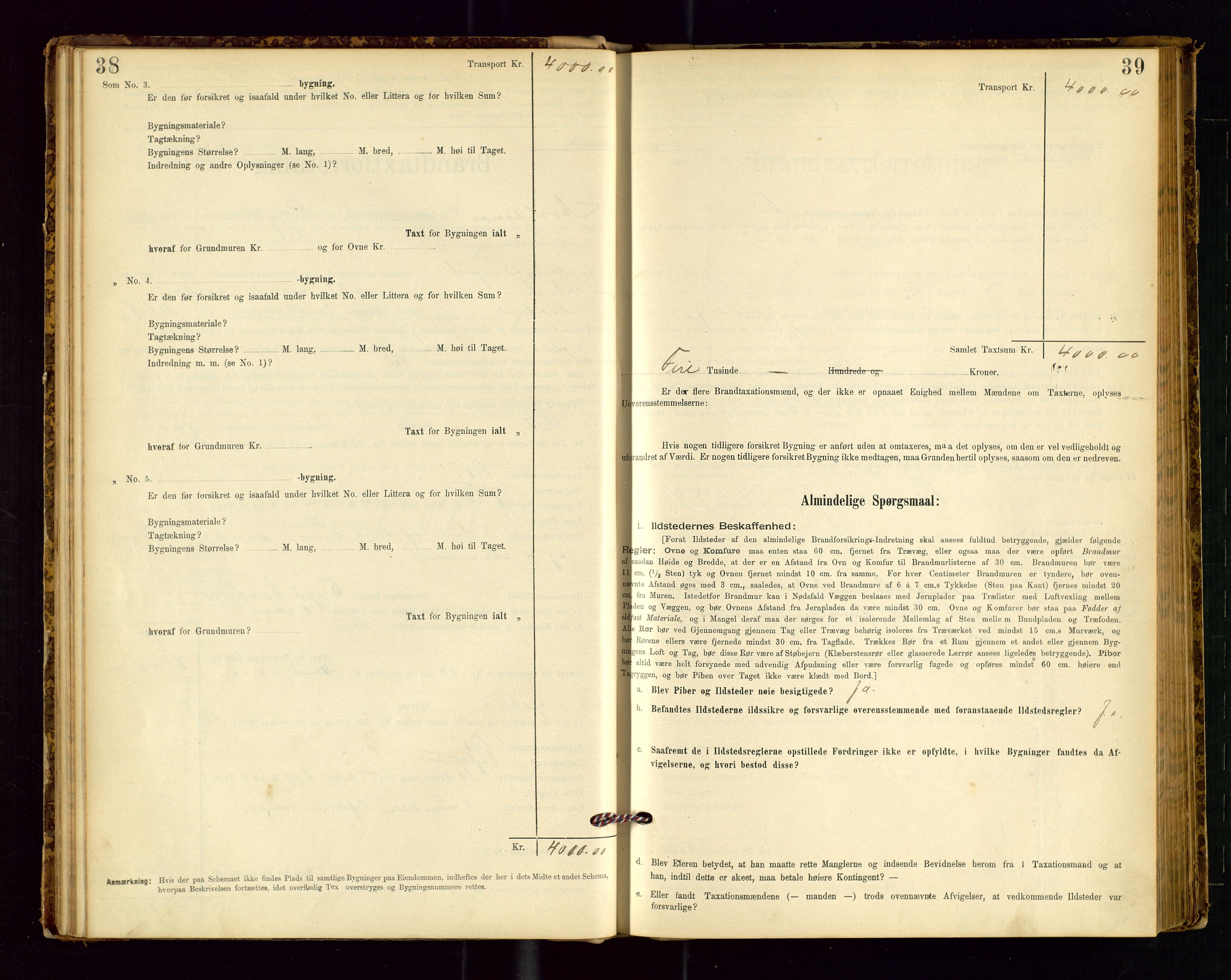 Avaldsnes lensmannskontor, SAST/A-100286/Gob/L0001: "Brandtaxationsprotokol for Avaldsnes Lensmandsdistrikt Ryfylke Fogderi", 1894-1925, p. 38-39