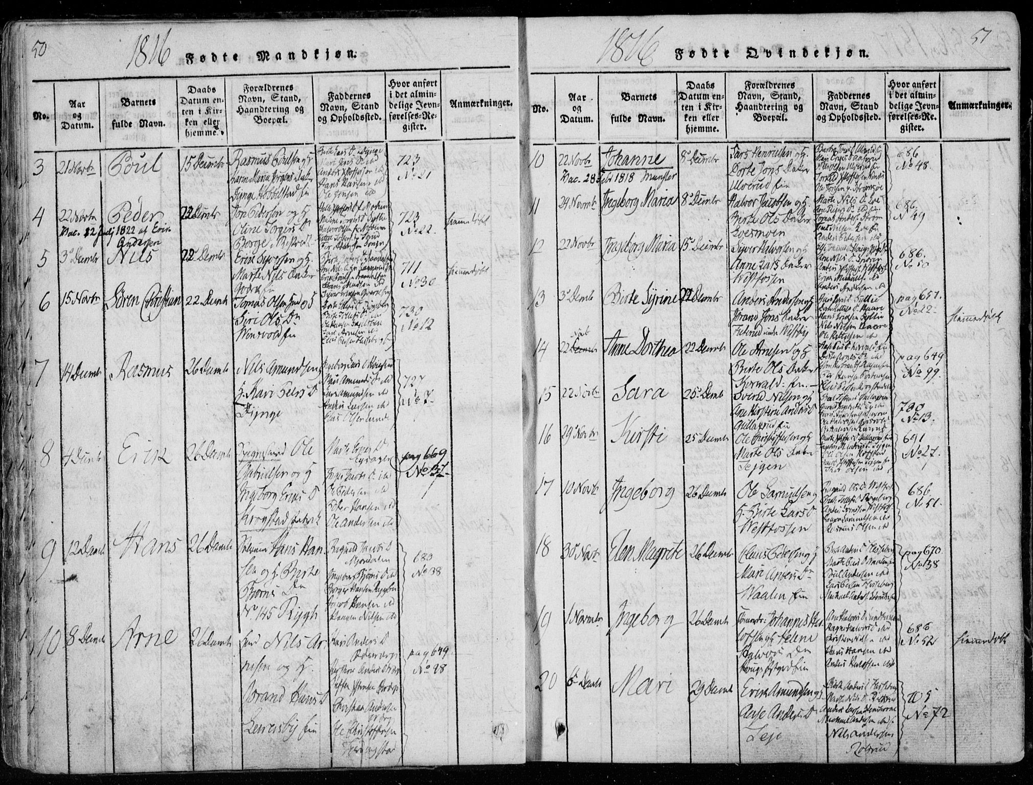 Eiker kirkebøker, SAKO/A-4/F/Fa/L0011: Parish register (official) no. I 11, 1814-1827, p. 50-51