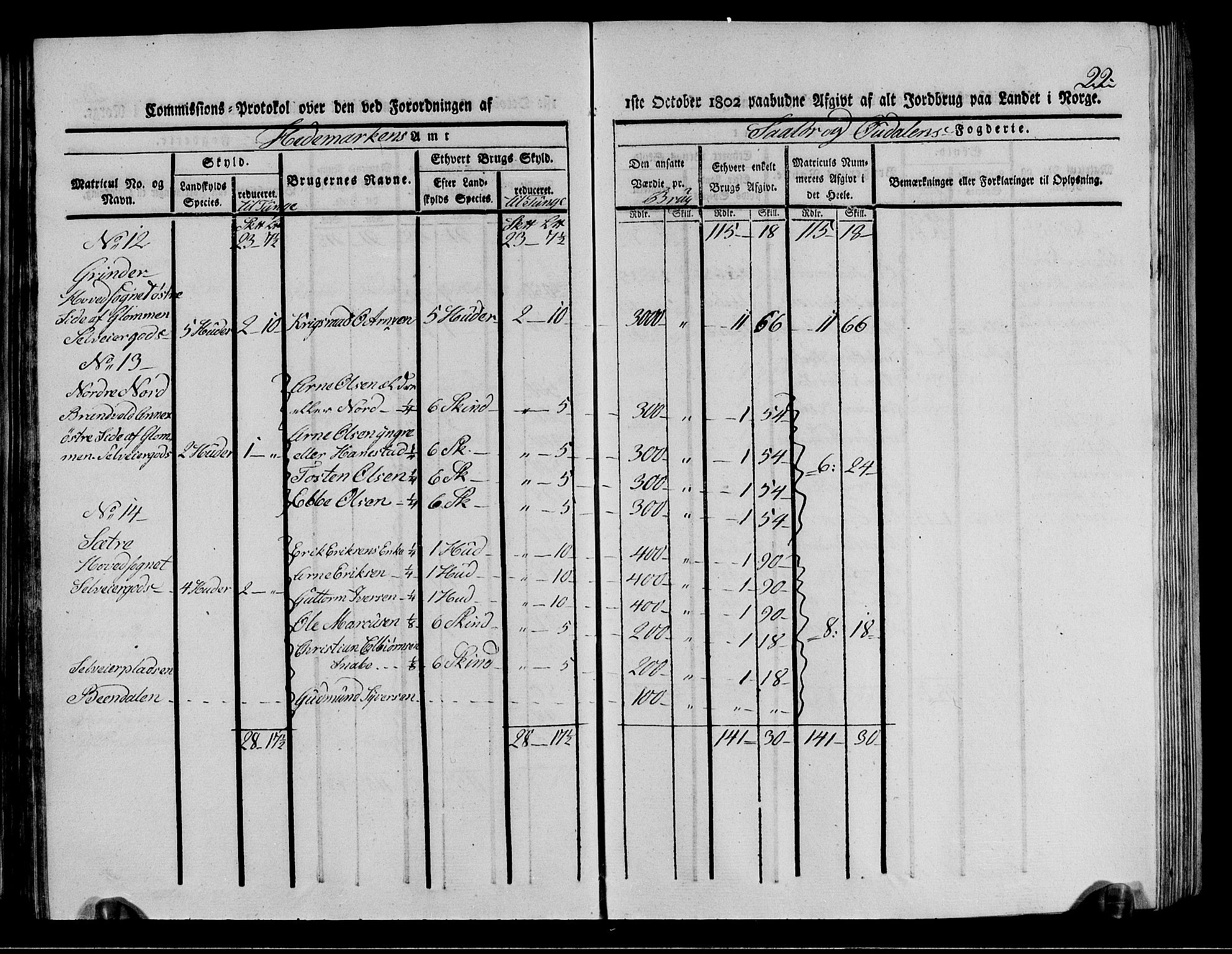 Rentekammeret inntil 1814, Realistisk ordnet avdeling, AV/RA-EA-4070/N/Ne/Nea/L0026: Solør og Odal fogderi. Kommisjonsprotokoll (gjenpart), 1803, p. 99