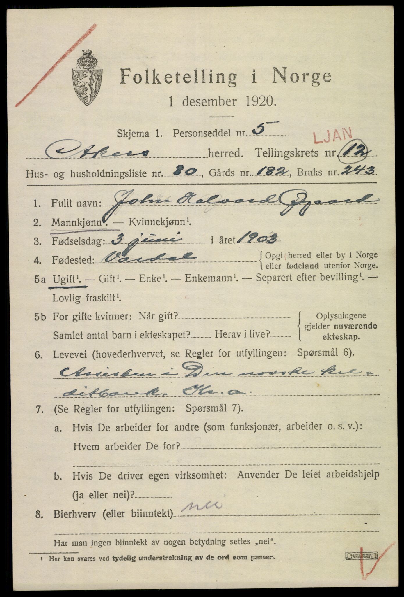 SAO, 1920 census for Aker, 1920, p. 74904
