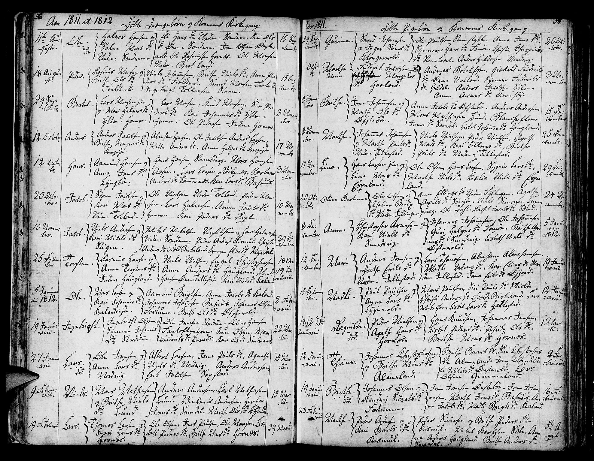 Fana Sokneprestembete, AV/SAB-A-75101/H/Haa/Haaa/L0006: Parish register (official) no. A 6, 1800-1815, p. 56-57