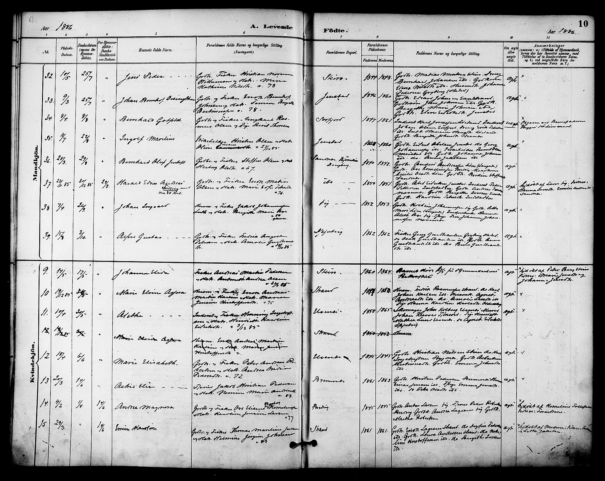 Ministerialprotokoller, klokkerbøker og fødselsregistre - Nordland, AV/SAT-A-1459/895/L1371: Parish register (official) no. 895A06, 1885-1894, p. 10