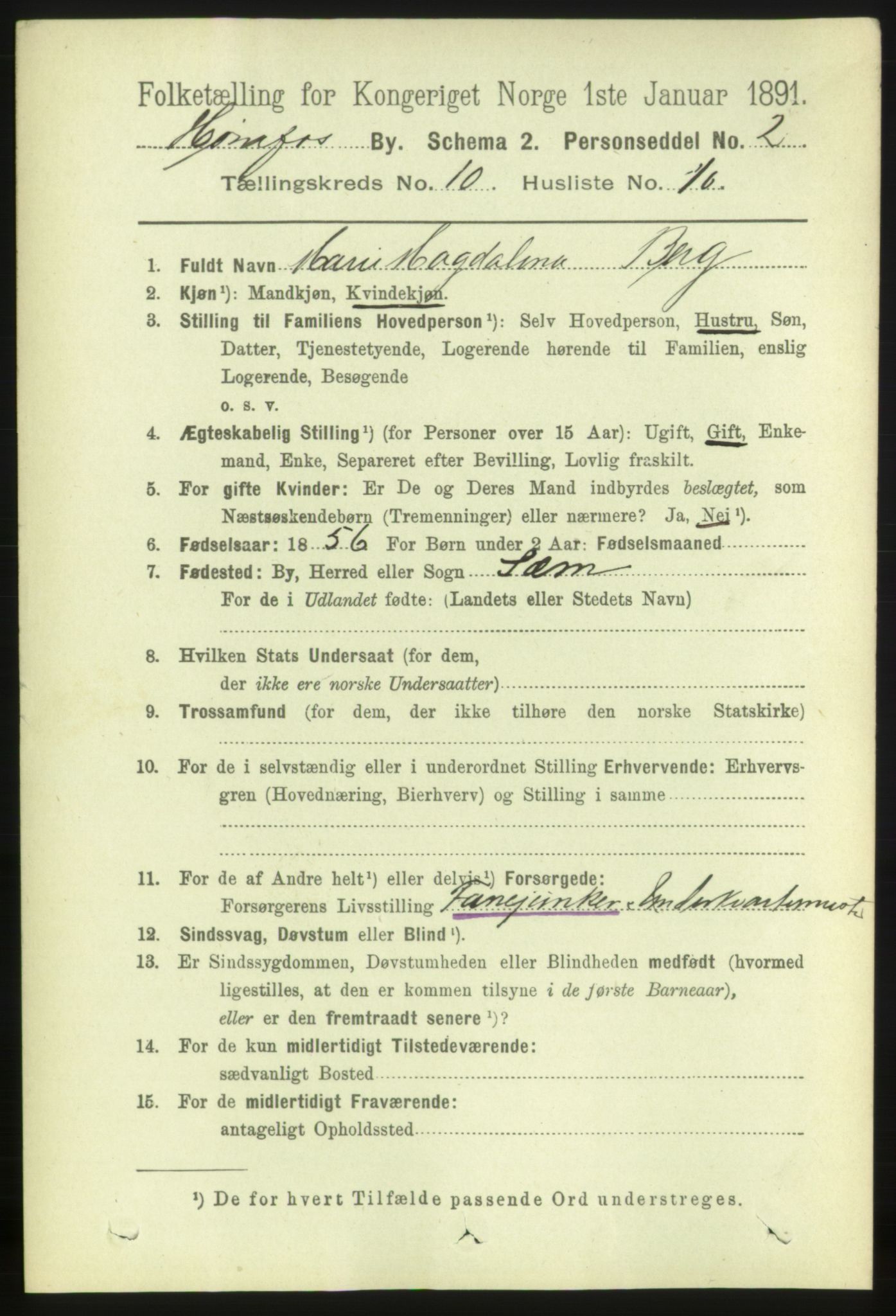 RA, 1891 census for 0601 Hønefoss, 1891, p. 1473