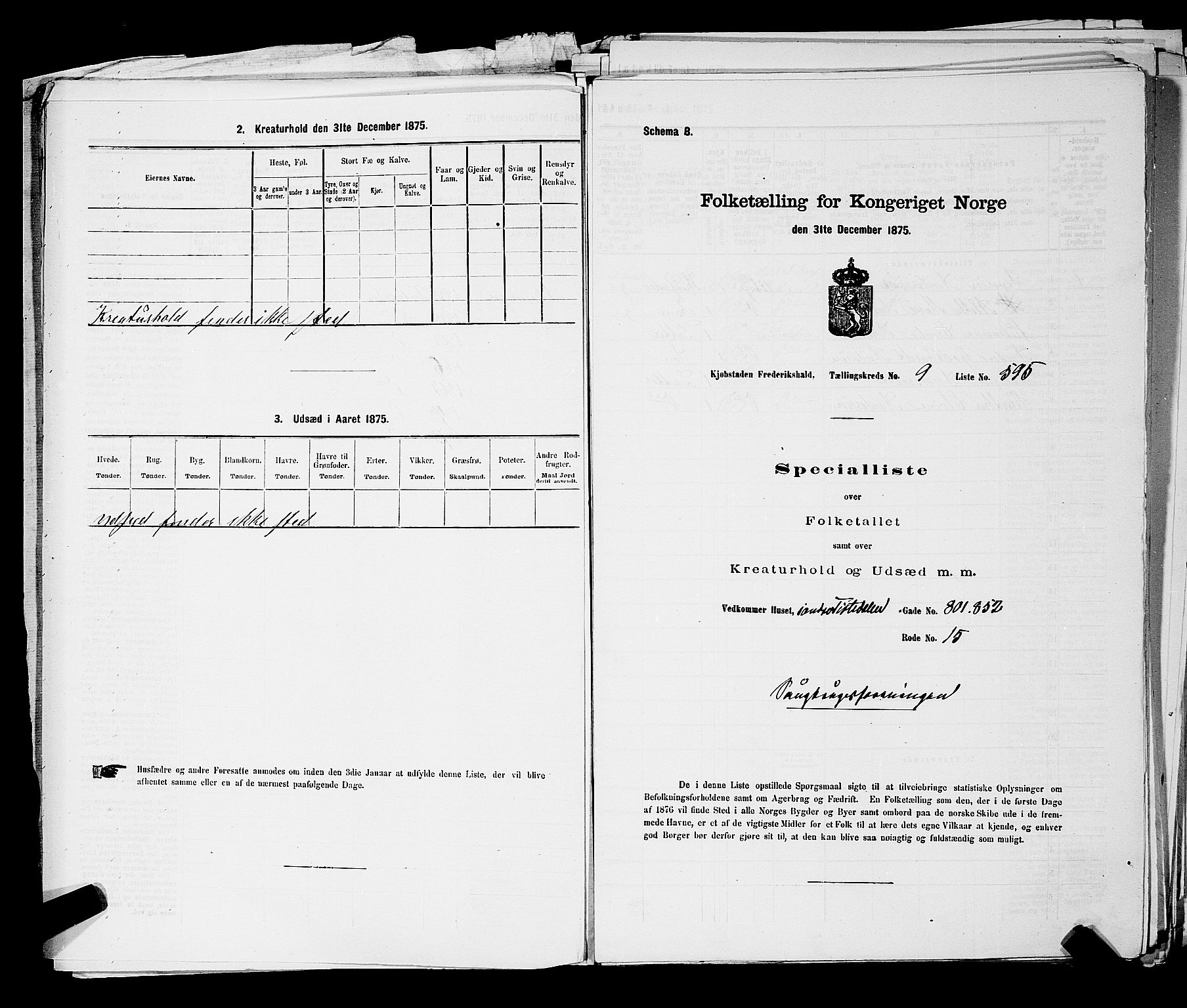 RA, 1875 census for 0101P Fredrikshald, 1875, p. 1447