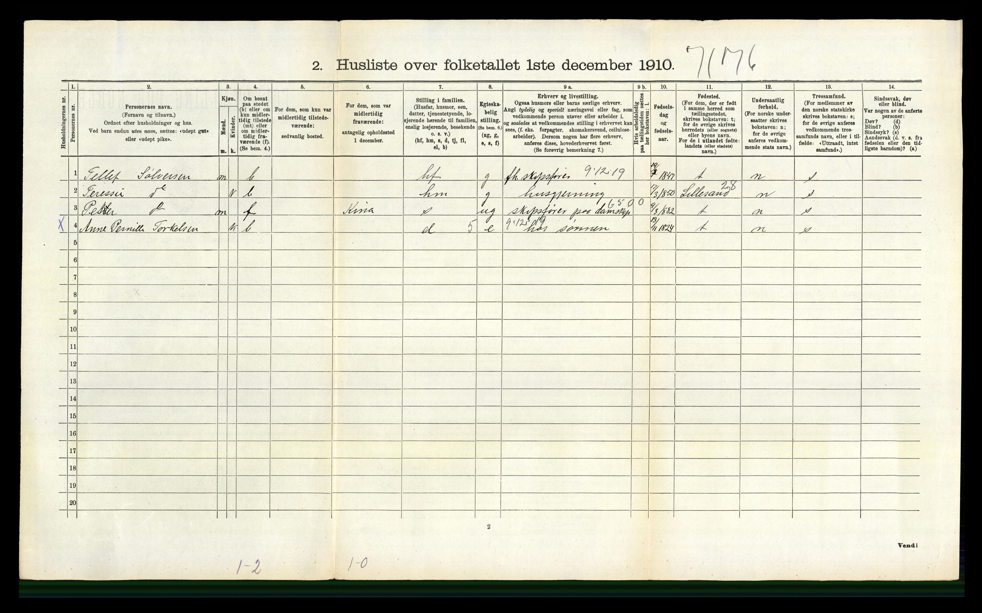 RA, 1910 census for Sandeherred, 1910, p. 1940