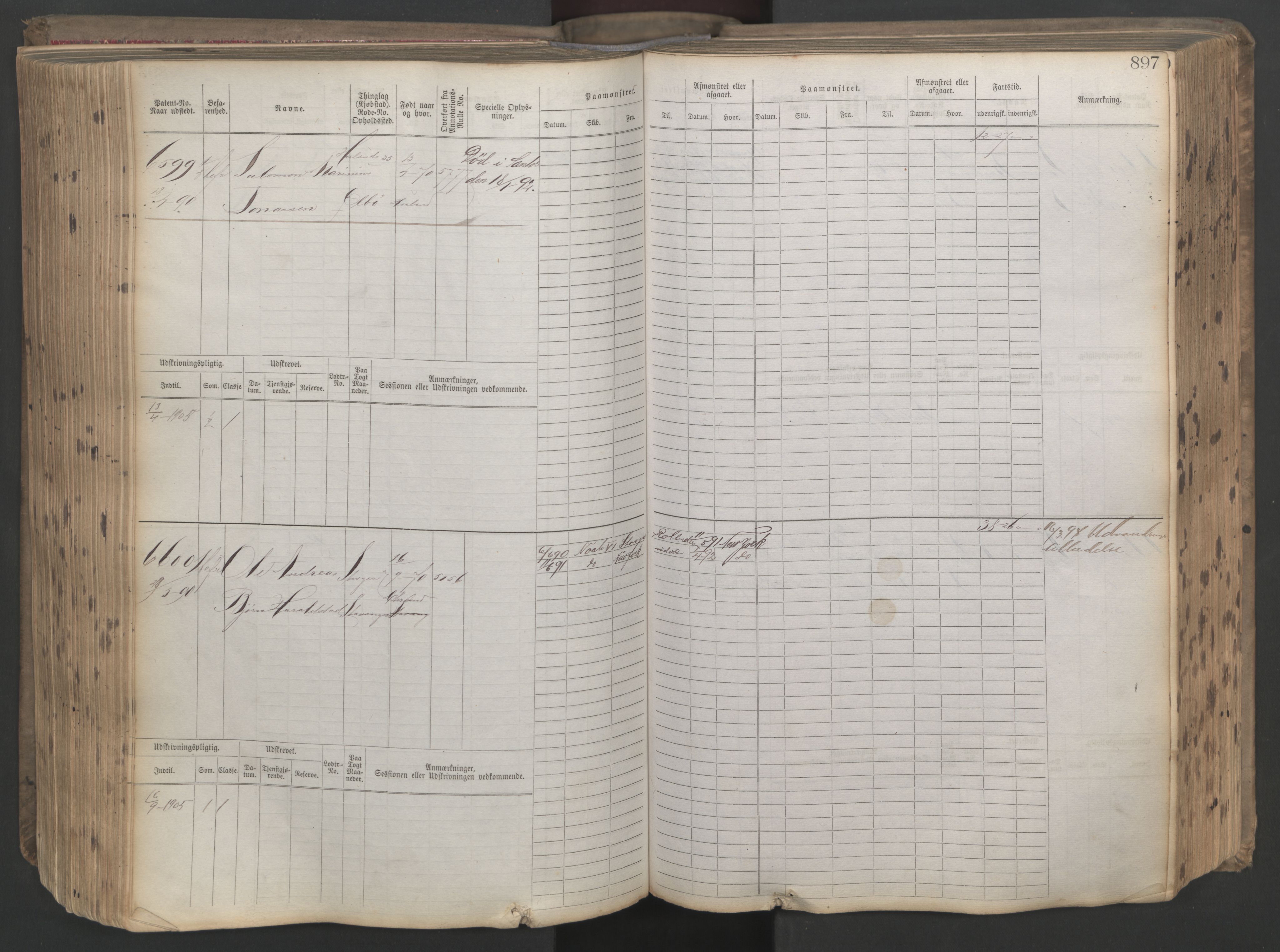 Stavanger sjømannskontor, AV/SAST-A-102006/F/Fb/Fbb/L0021: Sjøfartshovedrulle patnentnr. 6005-7204 (dublett), 1887, p. 302