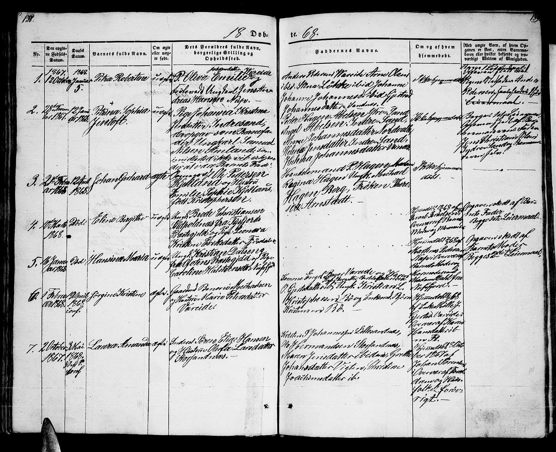 Ministerialprotokoller, klokkerbøker og fødselsregistre - Nordland, AV/SAT-A-1459/885/L1212: Parish register (copy) no. 885C01, 1847-1873, p. 138-139