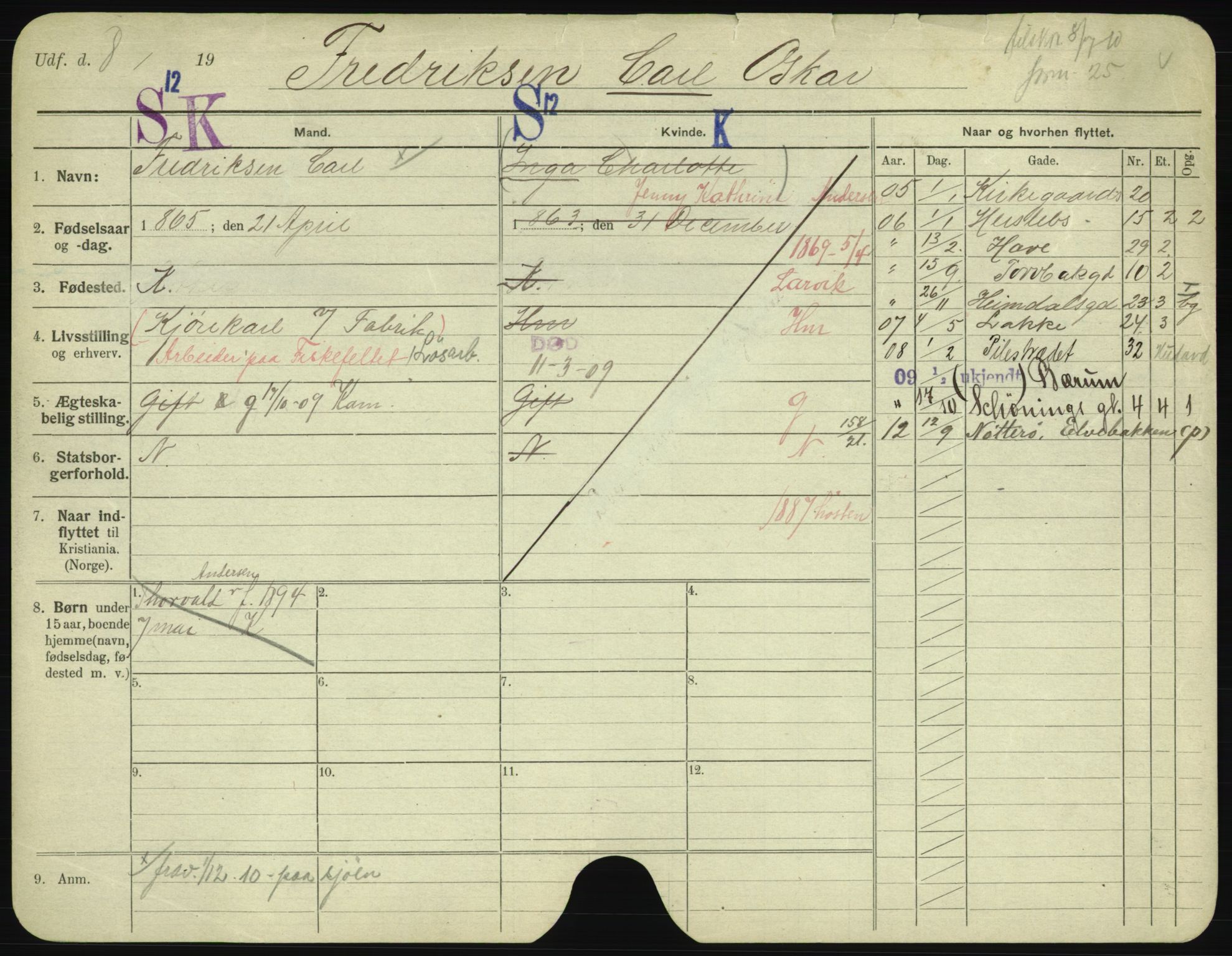 Oslo folkeregister, Registerkort, AV/SAO-A-11715/F/Fa/Fac/L0003: Menn, 1906-1914, p. 272a