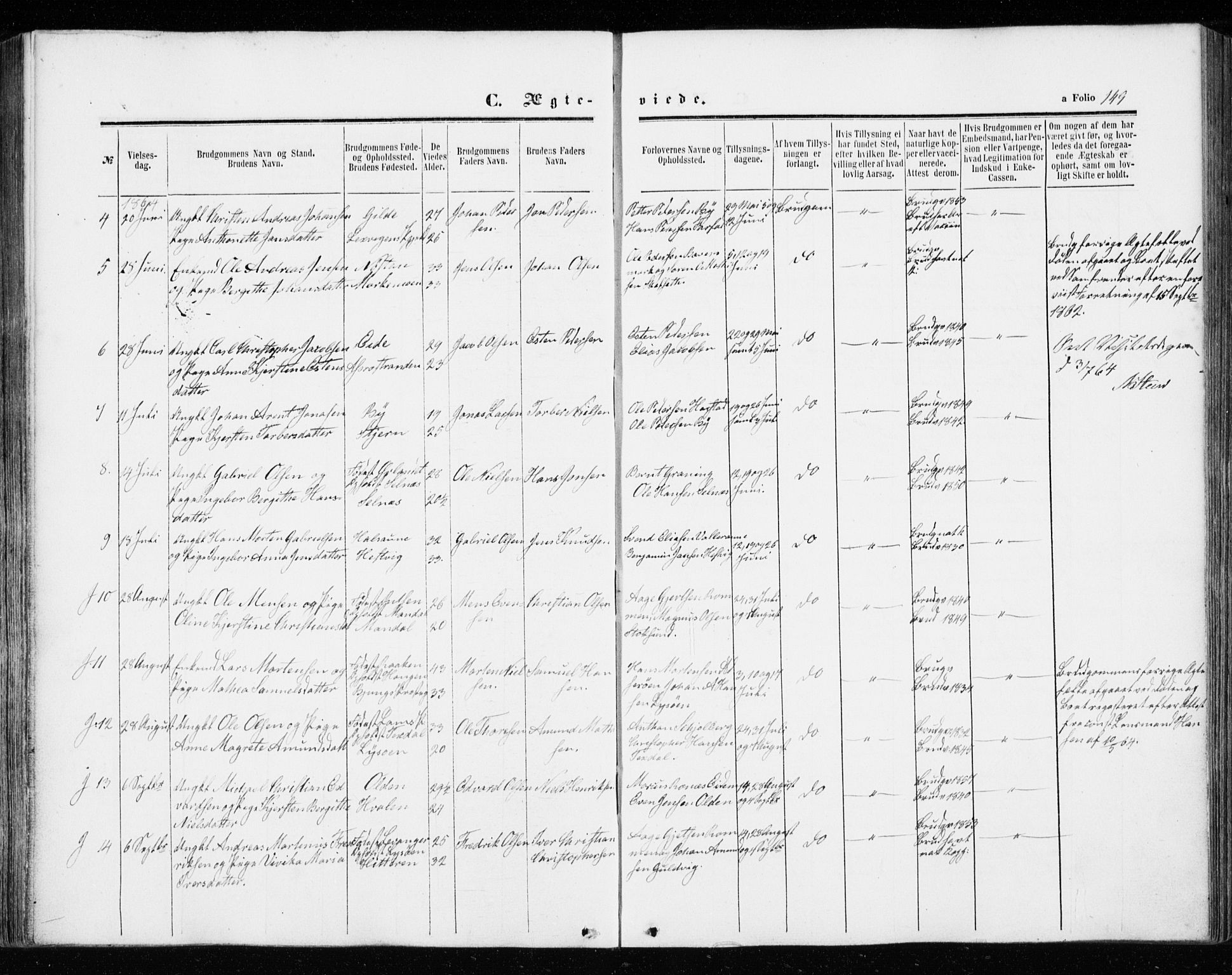 Ministerialprotokoller, klokkerbøker og fødselsregistre - Sør-Trøndelag, AV/SAT-A-1456/655/L0678: Parish register (official) no. 655A07, 1861-1873, p. 149