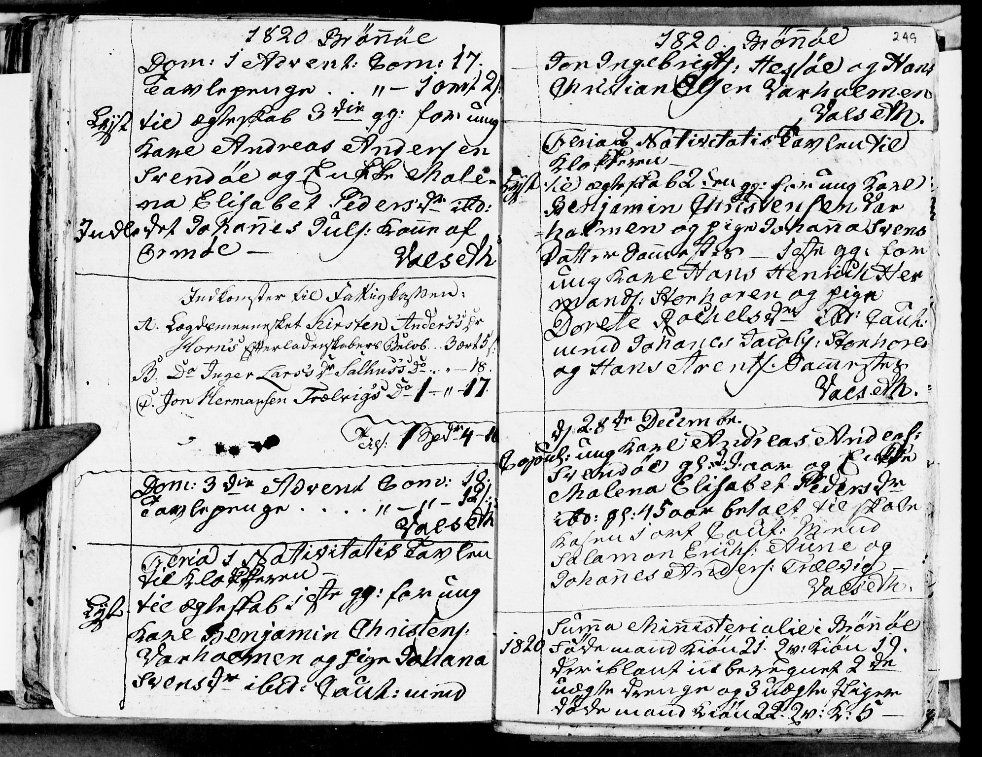 Ministerialprotokoller, klokkerbøker og fødselsregistre - Nordland, SAT/A-1459/813/L0209: Parish register (copy) no. 813C01, 1803-1821, p. 249