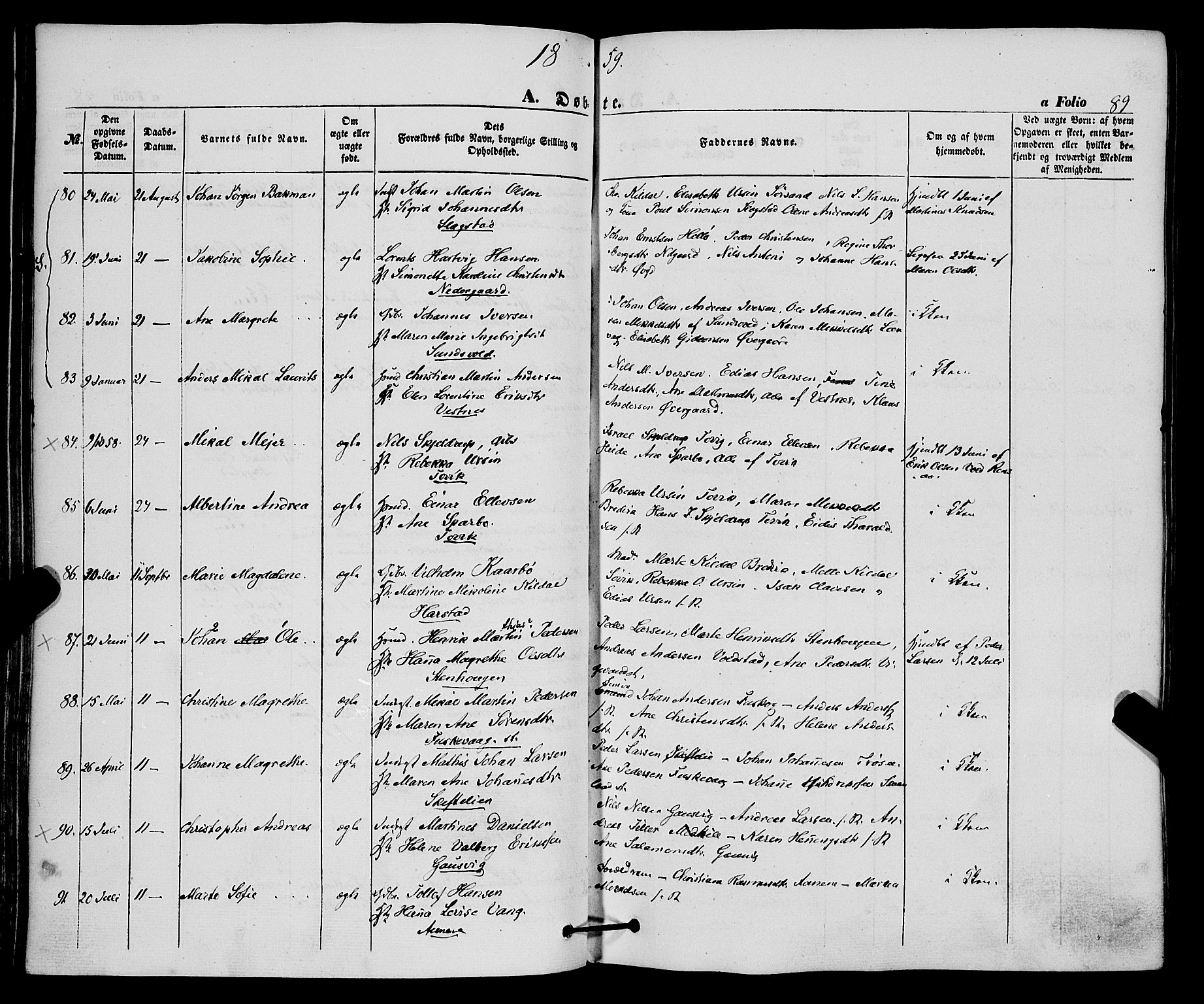 Trondenes sokneprestkontor, AV/SATØ-S-1319/H/Ha/L0011kirke: Parish register (official) no. 11, 1853-1862, p. 89