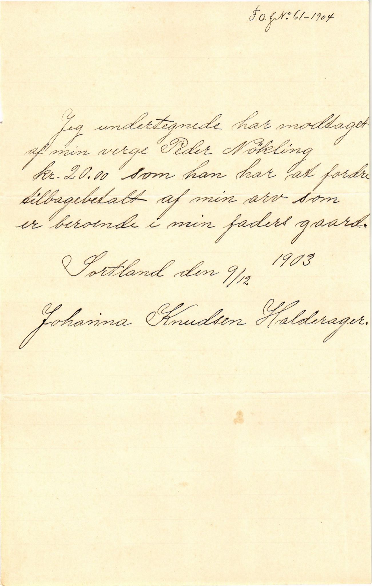 Finnaas kommune. Overformynderiet, IKAH/1218a-812/D/Da/Daa/L0002/0002: Kronologisk ordna korrespondanse / Kronologisk ordna korrespondanse, 1901-1904, p. 186