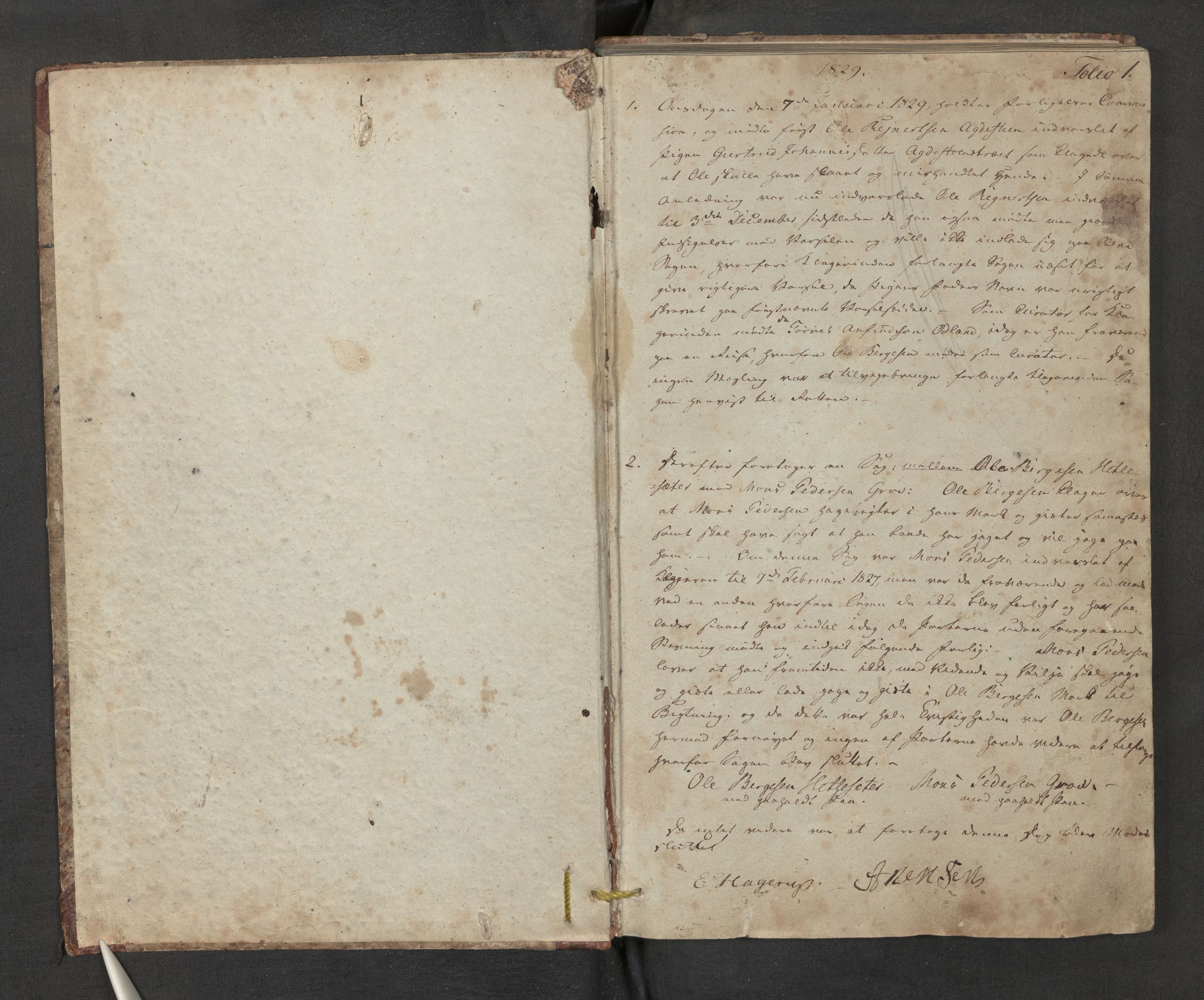 Stord forliksråd, AV/SAB-A-21101/A/L0002: Forhandlingsprotokoll, 1829-1851, p. 1a