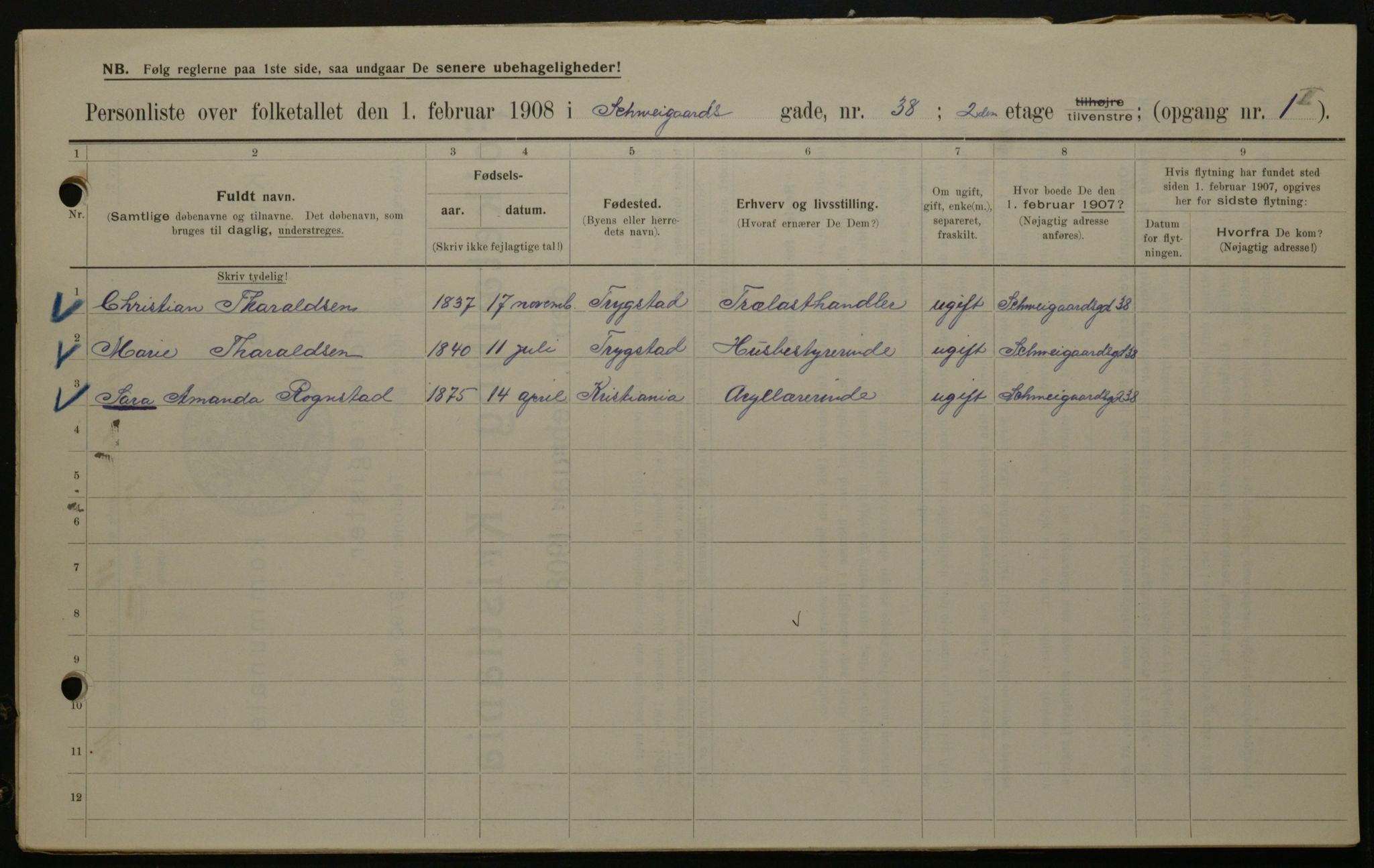 OBA, Municipal Census 1908 for Kristiania, 1908, p. 81827