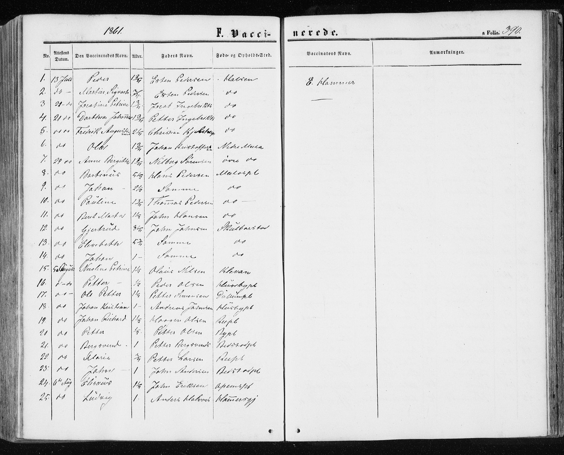 Ministerialprotokoller, klokkerbøker og fødselsregistre - Nord-Trøndelag, SAT/A-1458/709/L0075: Parish register (official) no. 709A15, 1859-1870, p. 390