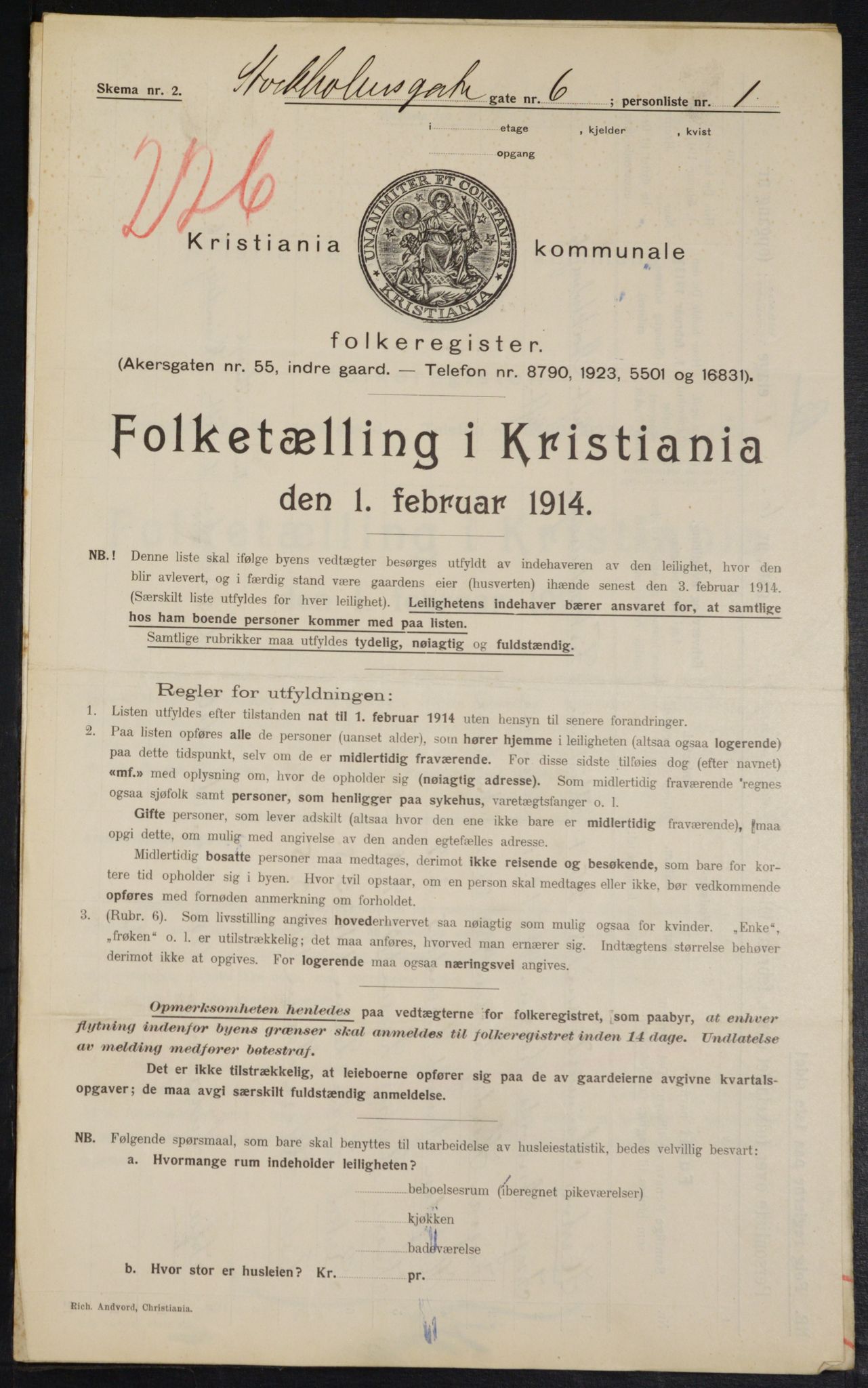 OBA, Municipal Census 1914 for Kristiania, 1914, p. 103054