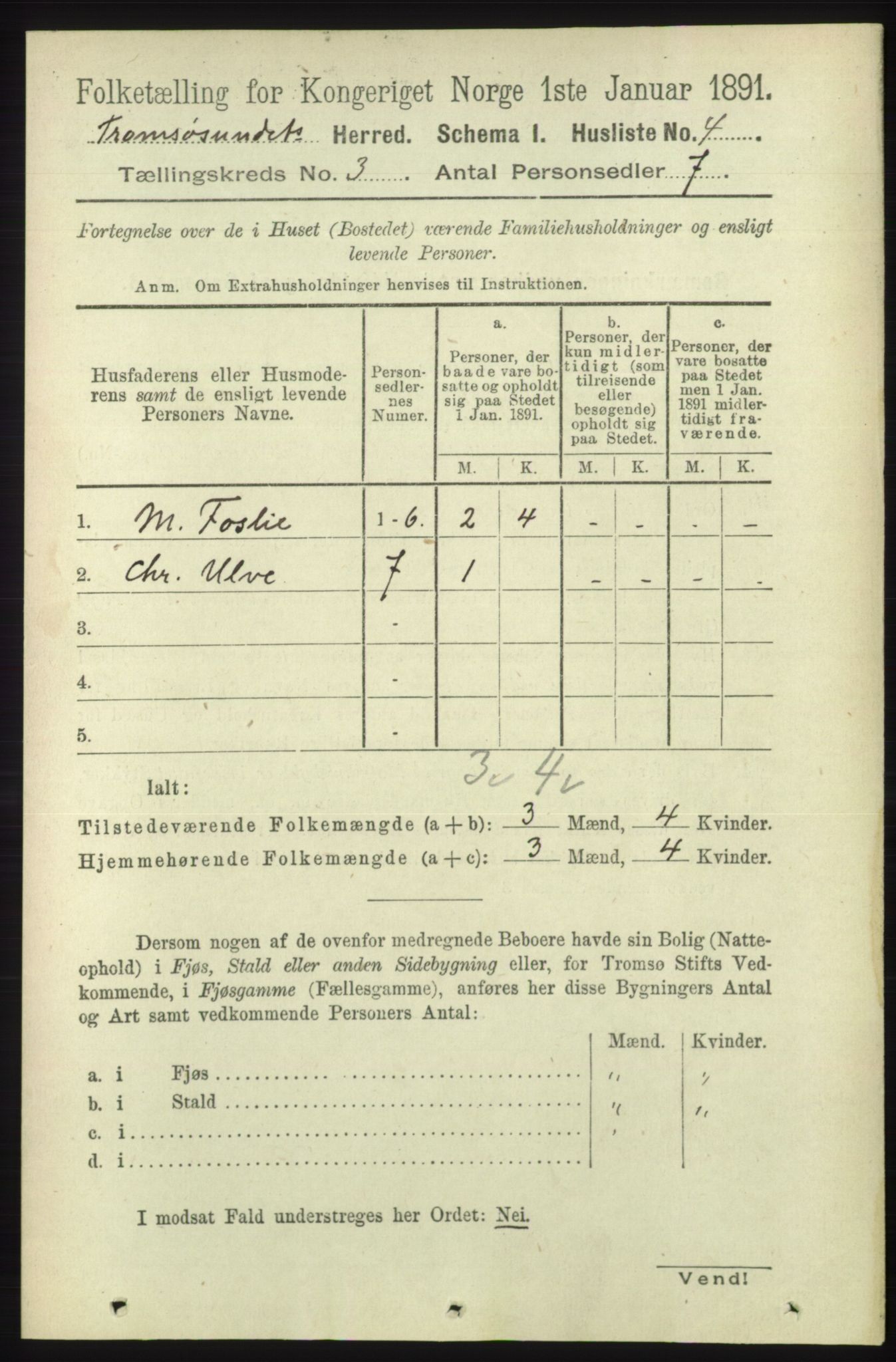 RA, 1891 census for 1934 Tromsøysund, 1891, p. 940