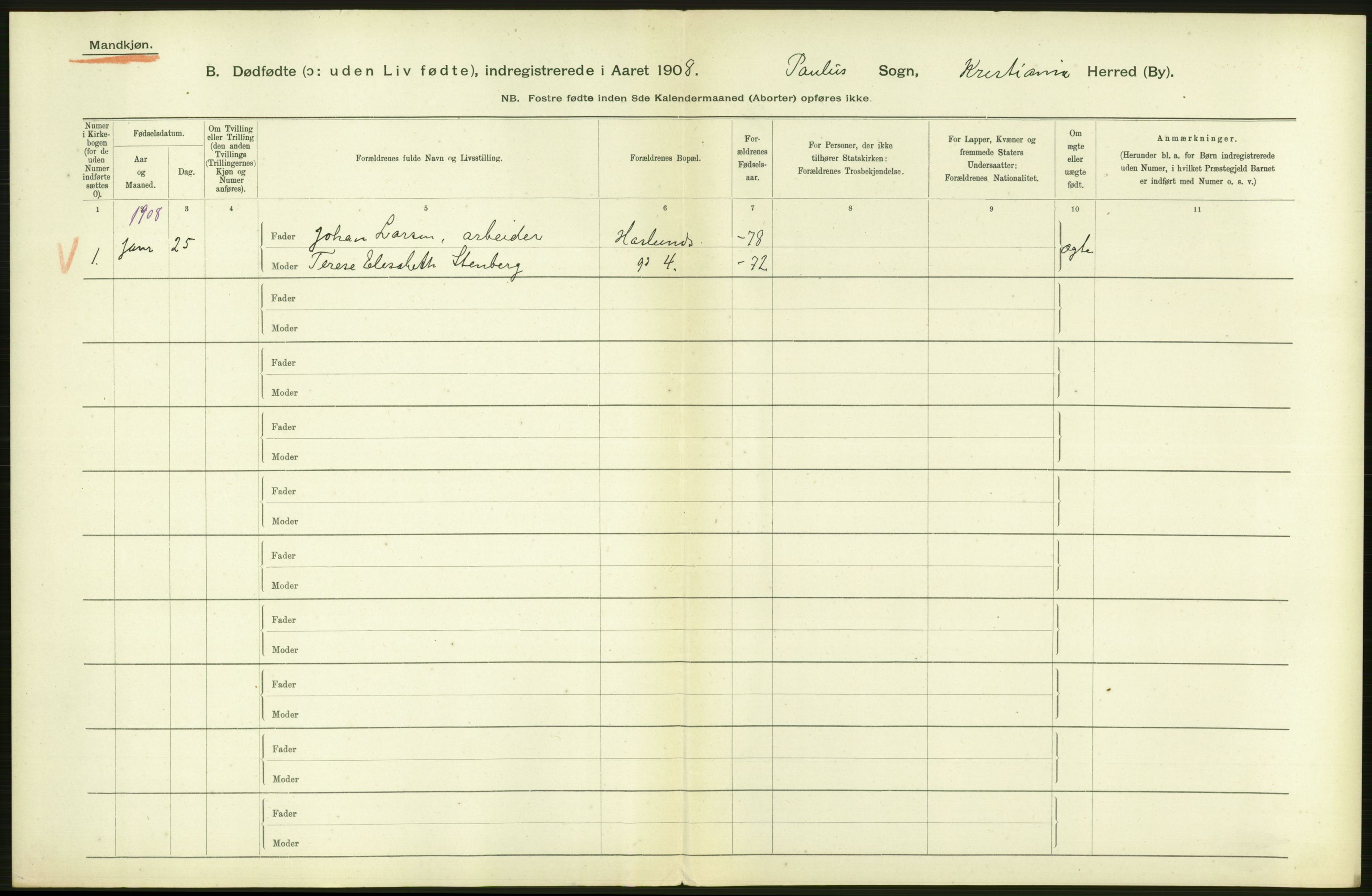 Statistisk sentralbyrå, Sosiodemografiske emner, Befolkning, AV/RA-S-2228/D/Df/Dfa/Dfaf/L0009: Kristiania: Døde, dødfødte., 1908, p. 442
