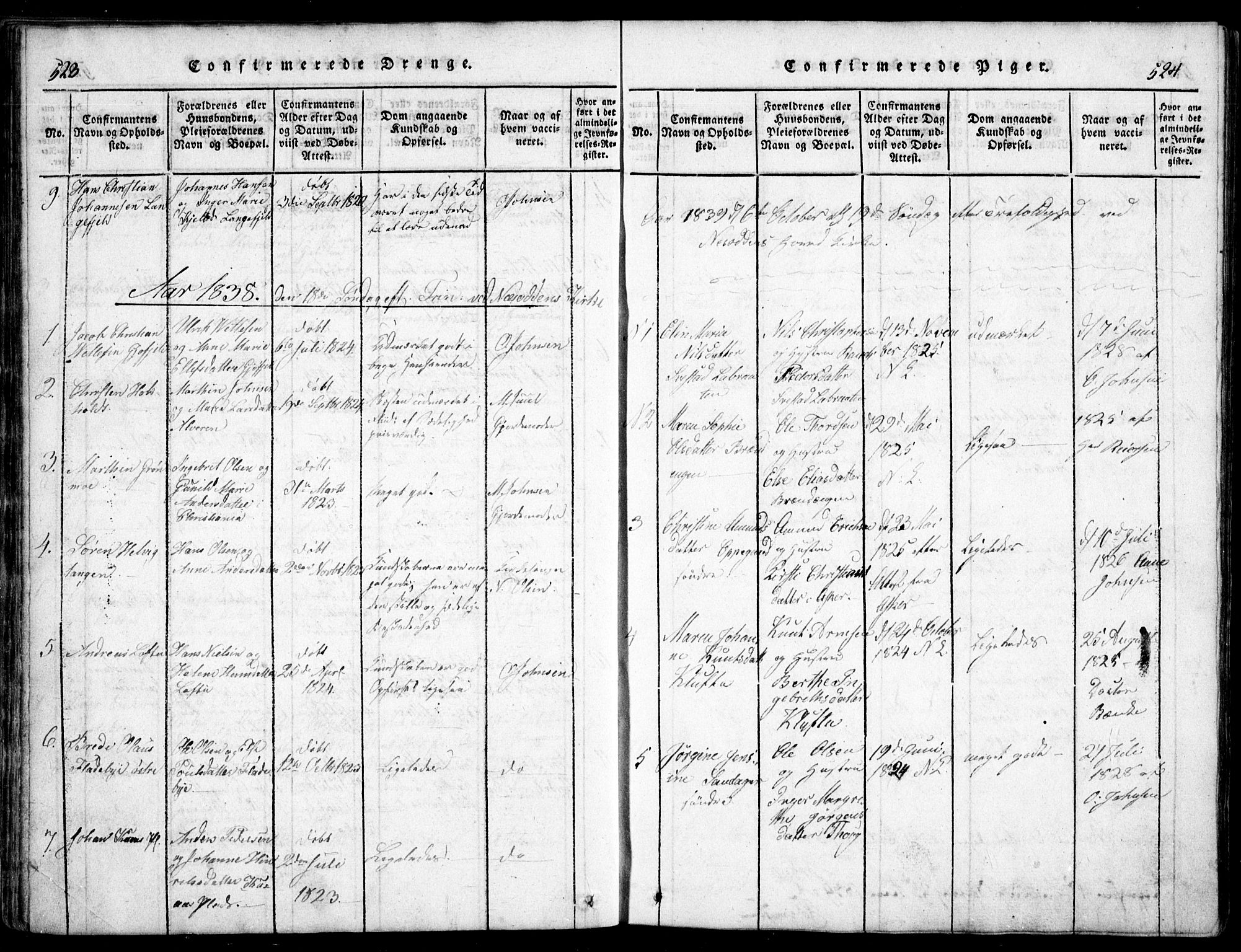 Nesodden prestekontor Kirkebøker, AV/SAO-A-10013/G/Ga/L0001: Parish register (copy) no. I 1, 1814-1847, p. 523-524