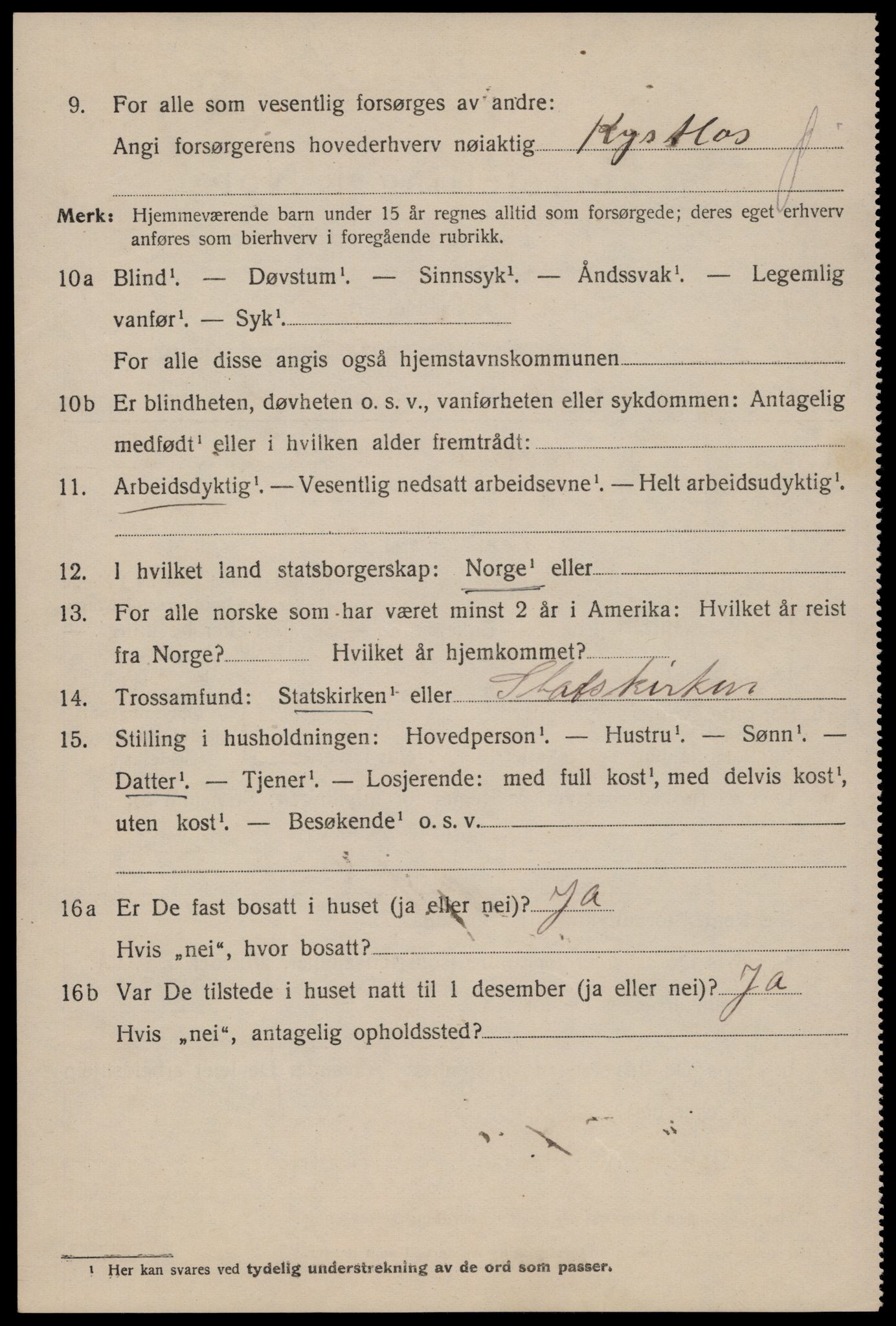 SAST, 1920 census for Stavanger, 1920, p. 95261